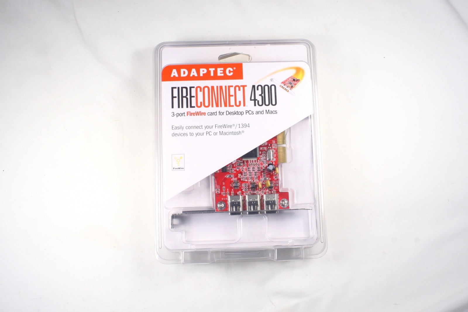 ADAPTEC FIRECONNECT 3-Port FireWire Card for Desktop PC & Mac AFW-4300CS Kit
