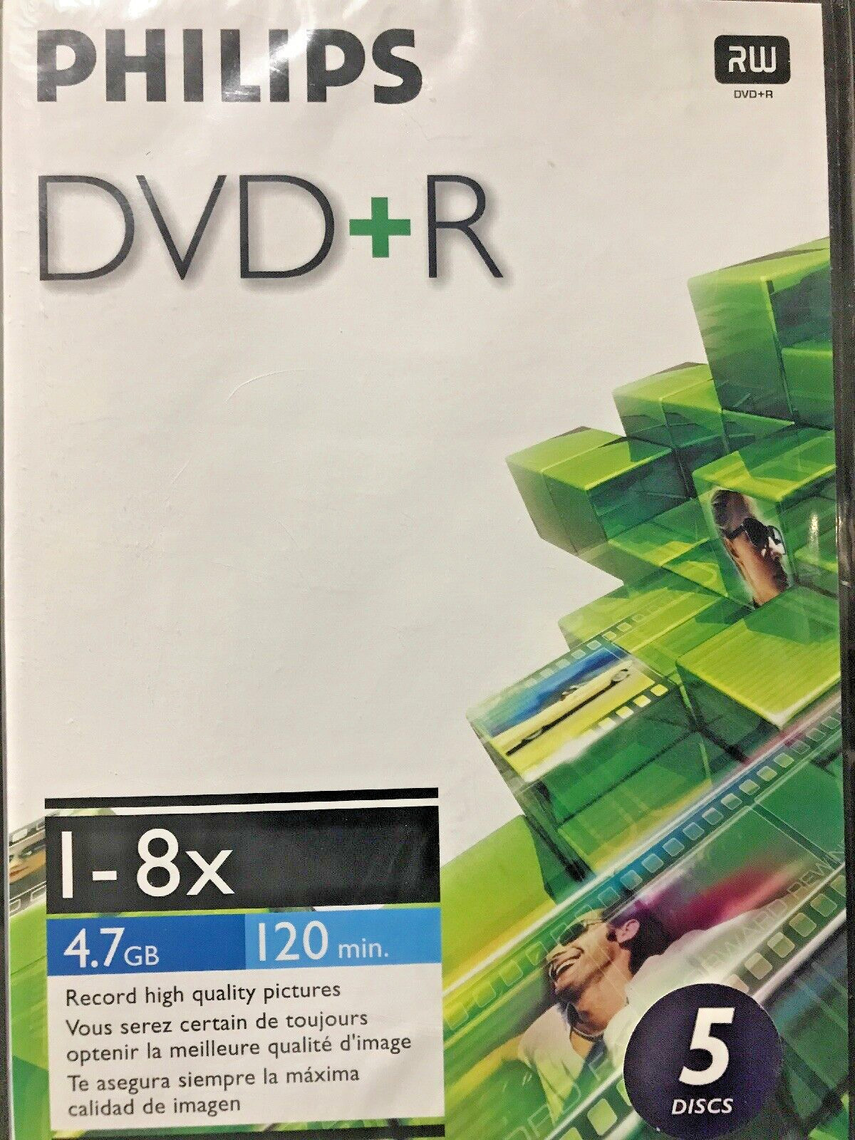 Philips DVD+R RW 1-8x (5 DVD Set) 4.7 GB Discs  120 Min New, Sealed