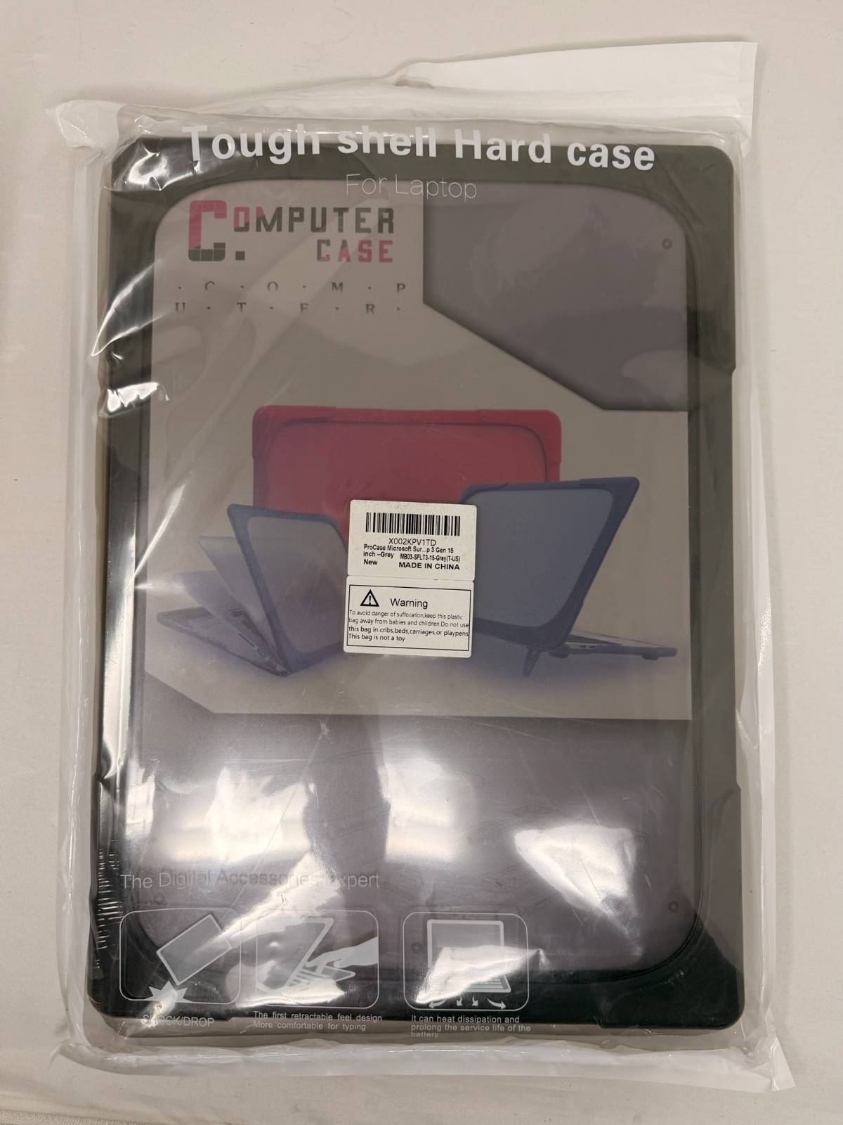 ProCase Tough Shell Hard Case for Microsoft Surface Laptop 3/4/5 15" Gray