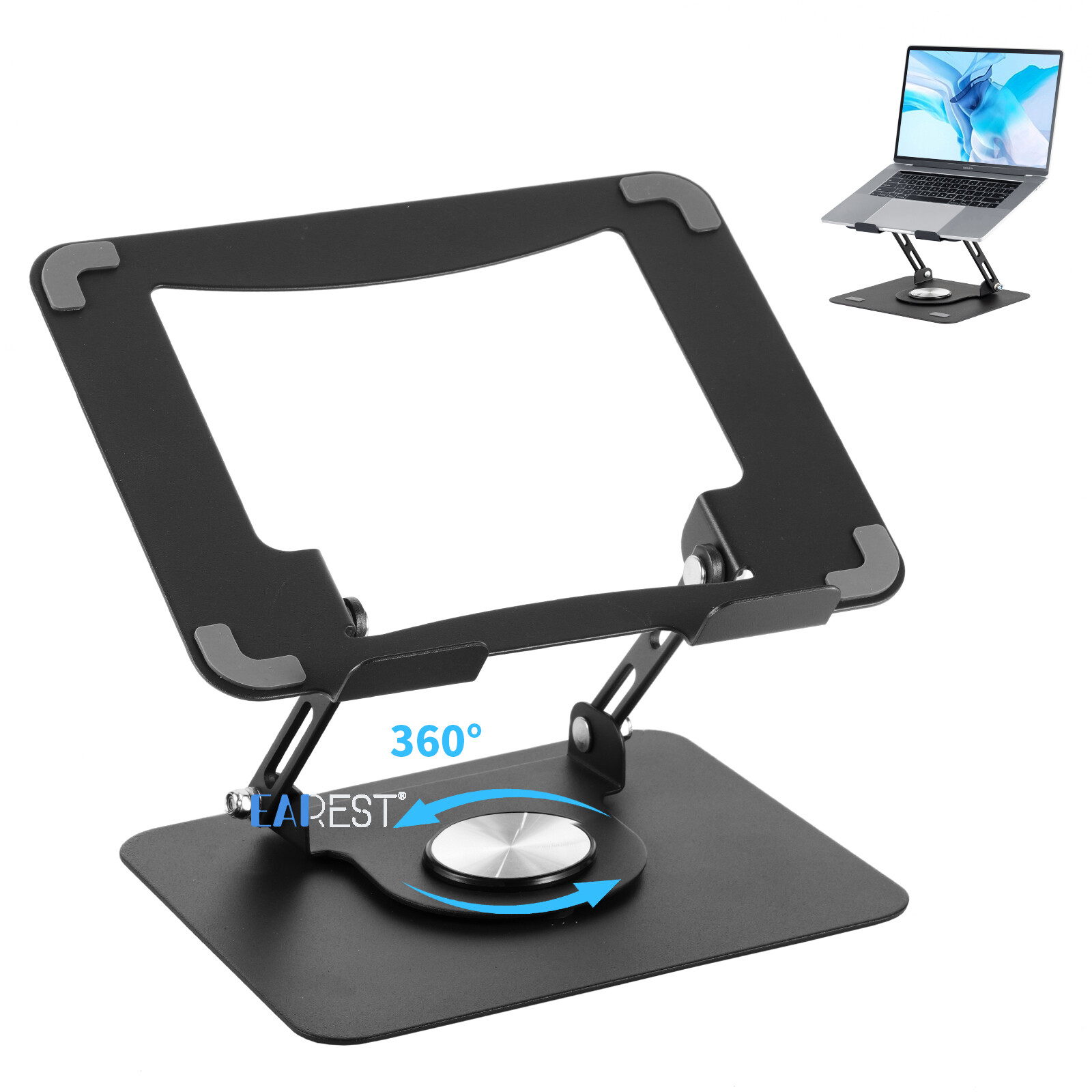 360° Rotating Metal Laptop Stand Riser Computer Holder Foldable Ergonomic Desk
