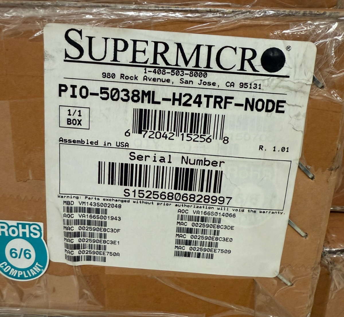 Supermicro PIO-5038ML-H24TRF-NODE NS