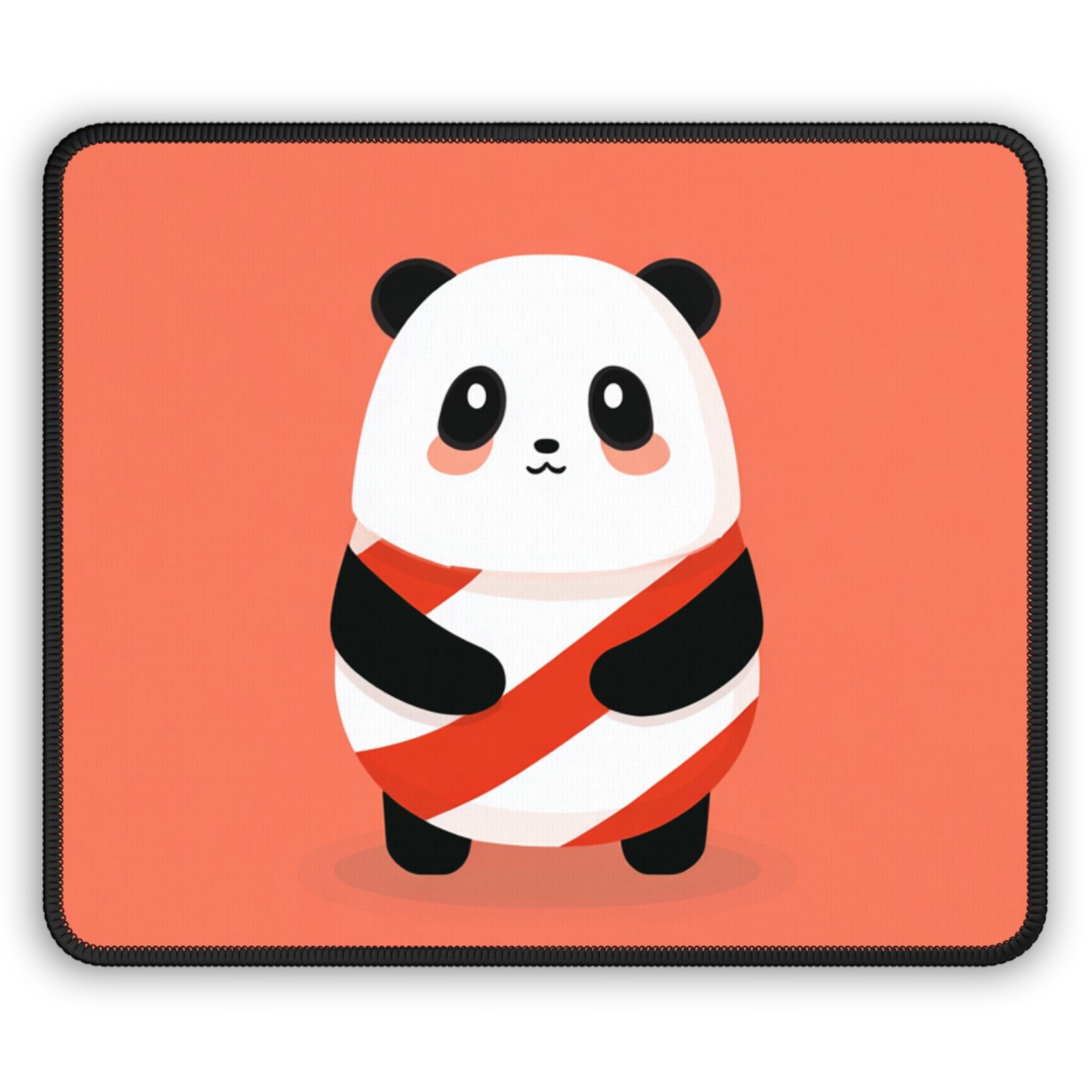 Kawaii Panda Wrapped in Ribbon Gaming Mouse Pad | Cute Cartoon Desk Mat