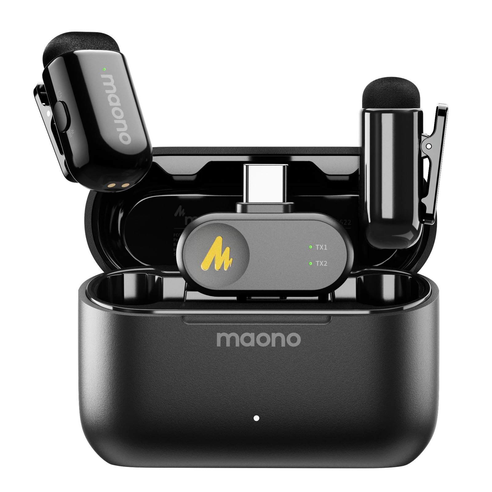 MAONO Wave T1 Mini Wireless Lavalier Microphone for iPhone Small, Black