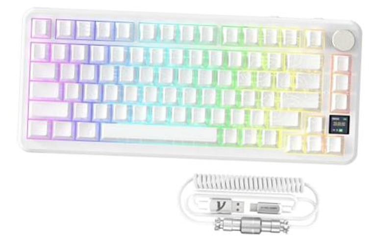 ATTACK SHARK X85PRO 75% Wireless Mechanical Keyboard,TFT Smart White Contour