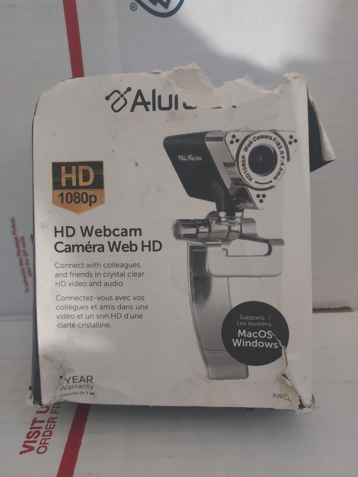 Aluratek HD Webcam 1080p new Open Box grey color - #316
