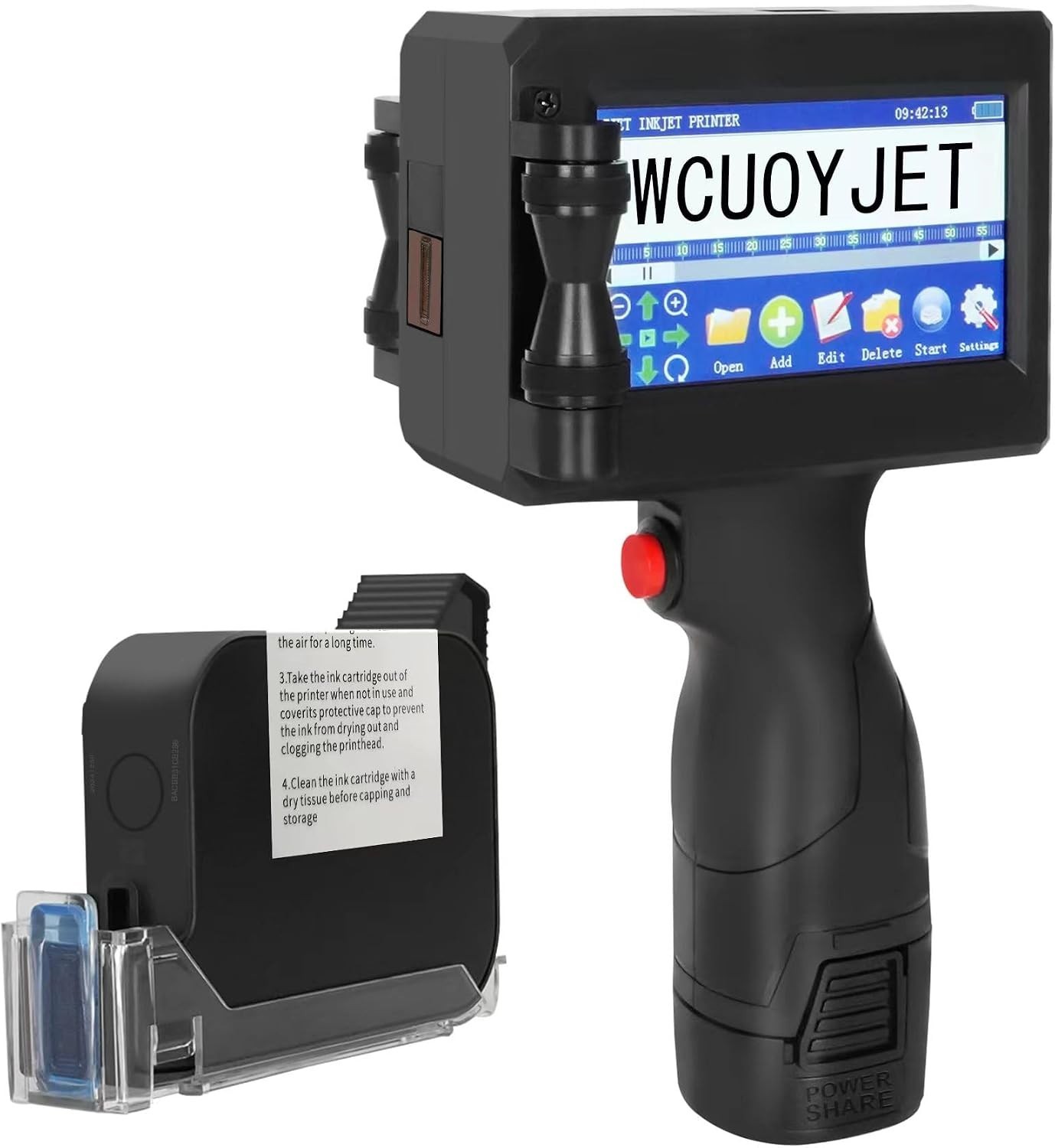 Handheld Inkjet Printer, Printing Height 0.08-0.5 Inch with 4.3Inch Touch Screen