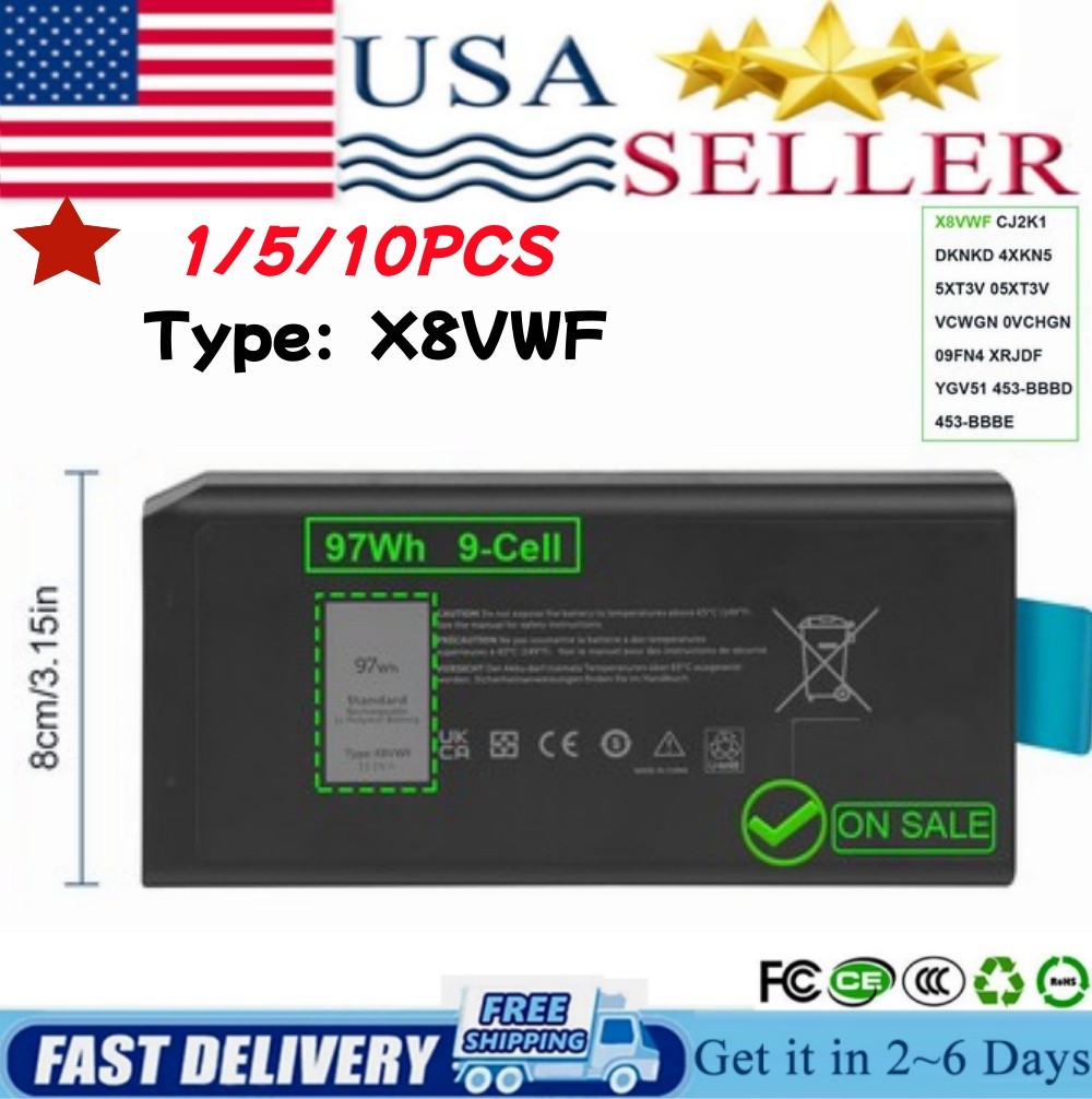 ✅LOT 97Wh X8VWF BATTERY FOR DELL LATITUDE 14 RUGGED 5404 5414 E5404 7404 7414