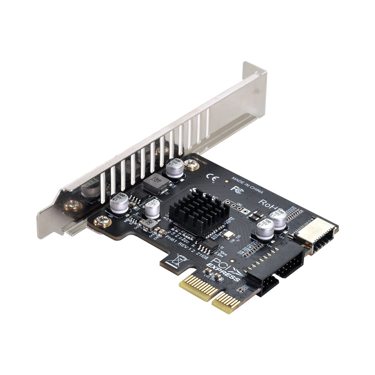 Cablecy PCI-E 1X Express Adapter 5Gbps Socket & USB 2.0 to Type-E USB 3.1 Panel