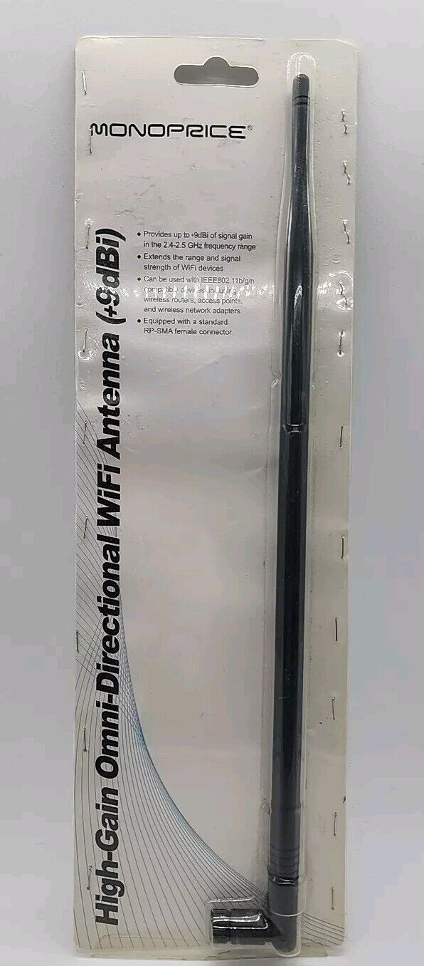 Monoprice Omni-Directional 2.4GHz Wifi 9dBi High Gain SMA Antenna 