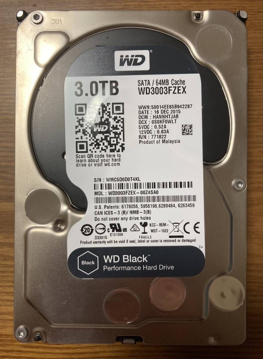 [Rare model] Western Digital WD Black WD3003FZEX 3.5-inch HDD 3TB (Creative pro