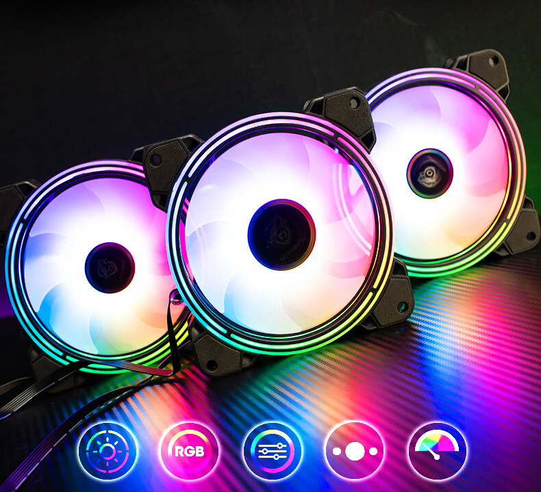 3-Pack Needmax 120mm RGB LED PC Computer Case Cooling Fan 12V 6-Pin