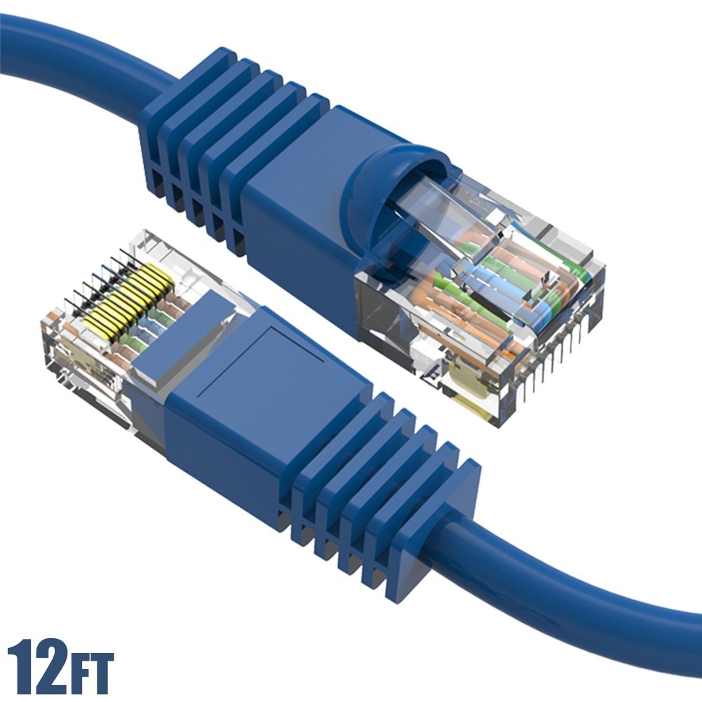 12FT Cat6 RJ45 Ethernet LAN Network UTP Patch Cable Snagless Gold 24AWG Blue