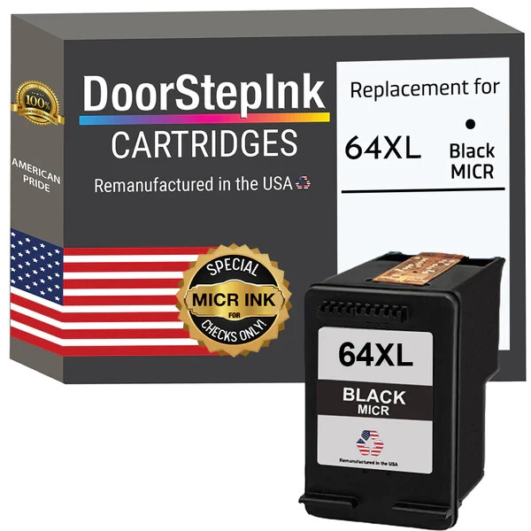 DoorStepInk Compatible Ink Cartridges for HP 64XL (N9J92AN) Black MICR-USA