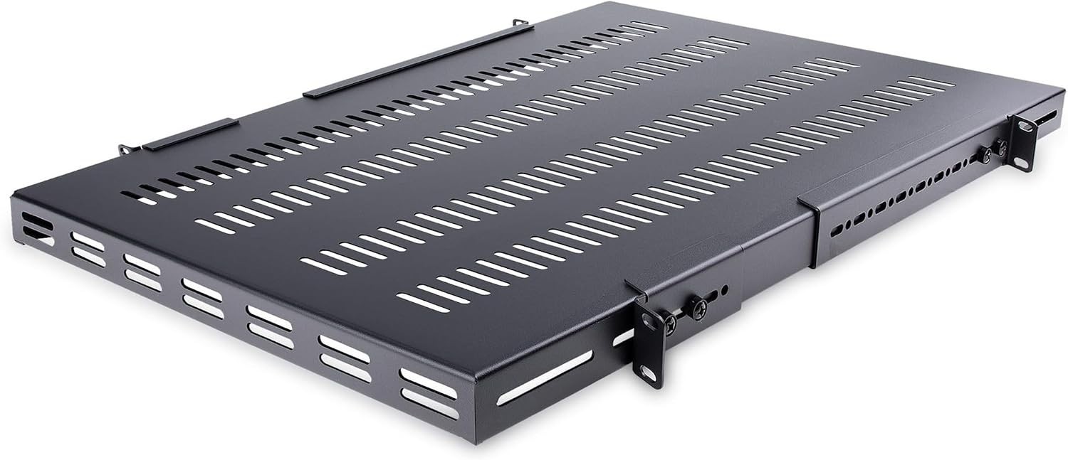 1U 4-Post Adjustable Vented Rack Shelf, 330lb, 19in (ADJSHELFHDV)