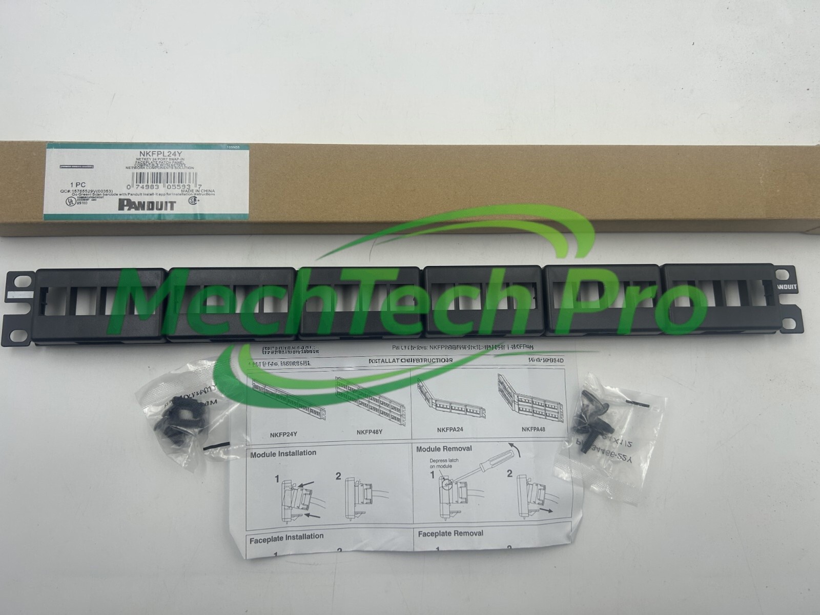 Panduit NKFPL24Y NetKey 24-Port 1U Modular Keystone Patch Panel 