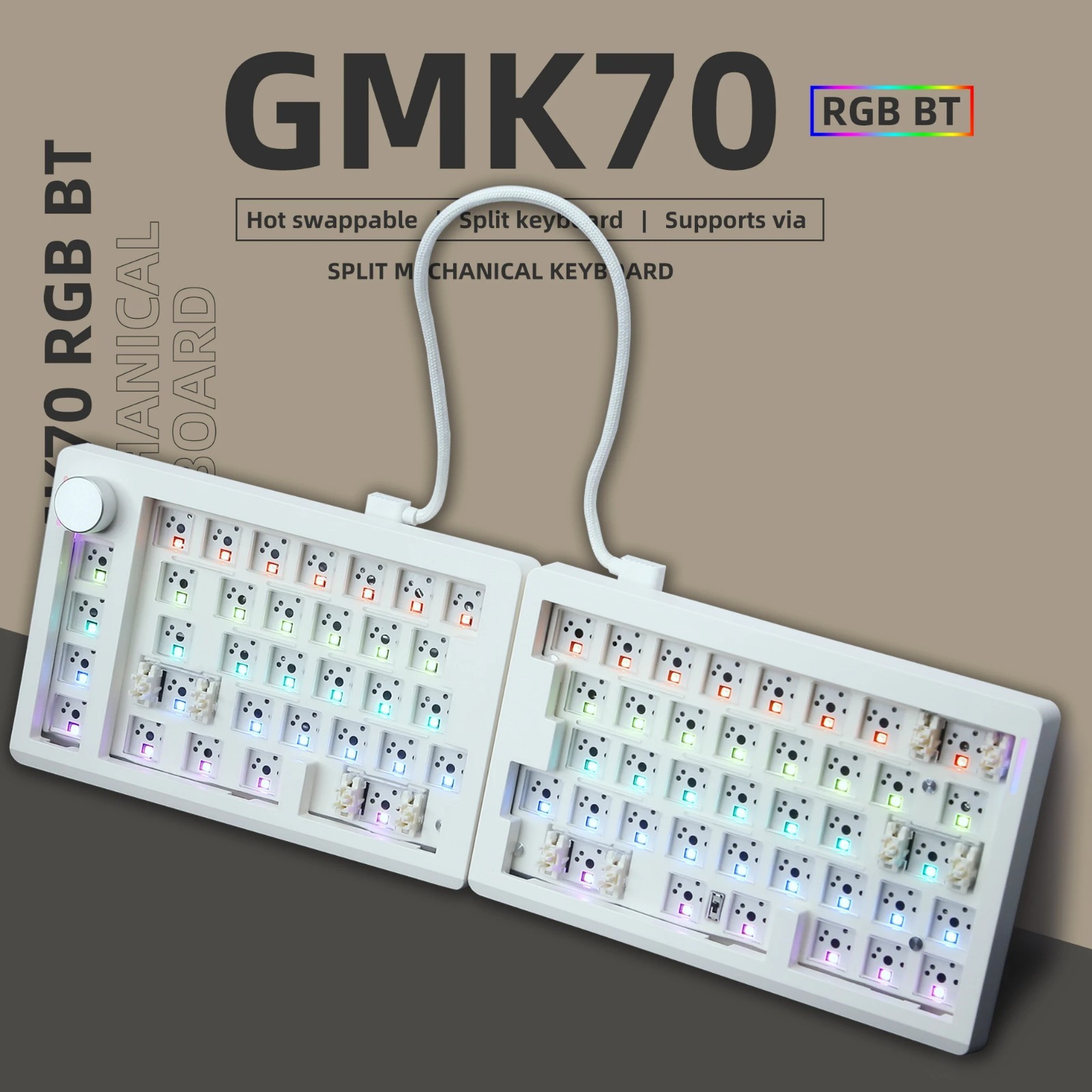 ZUOYA GMK70 Split Mechanical Keyboard Kit BT5.0/2.4Ghz/Wired Barebones