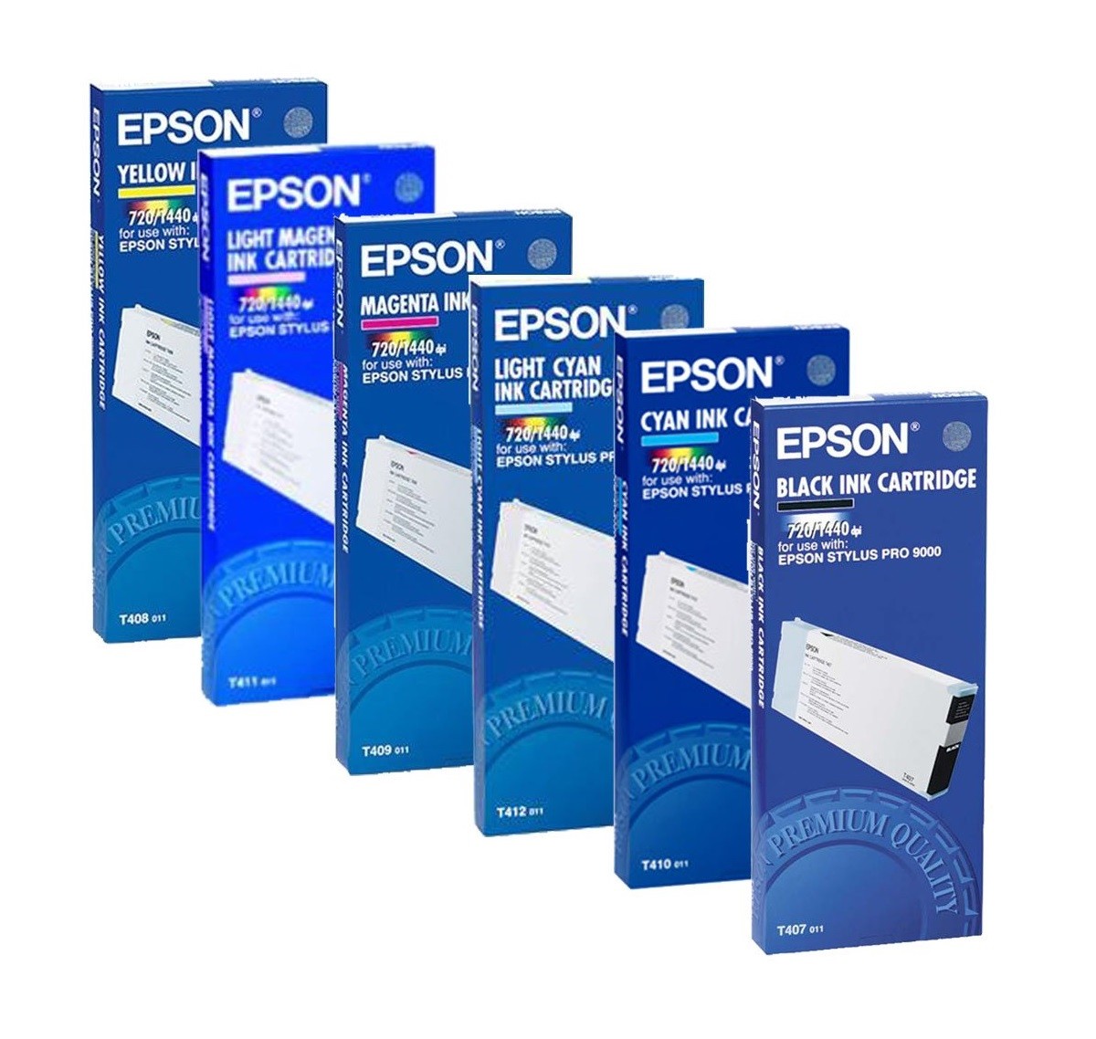 6 x Genuine Ink Epson Stylus Pro 9000 / T407 T408 T409 T410 -T412 Cartridges