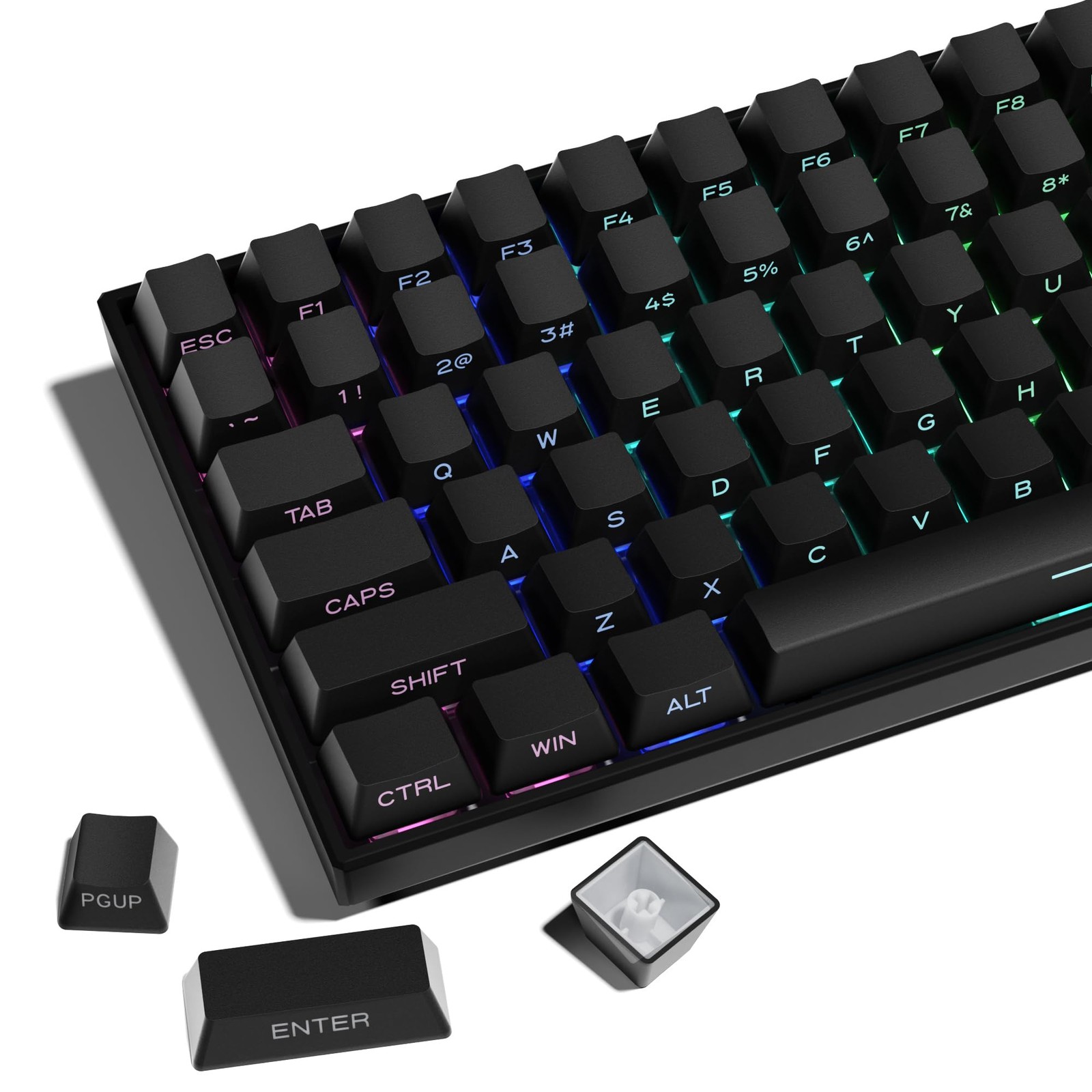 XVX PBT Side Print Keycaps Double Shot Shine Through Black OEM 136 Keys Set
