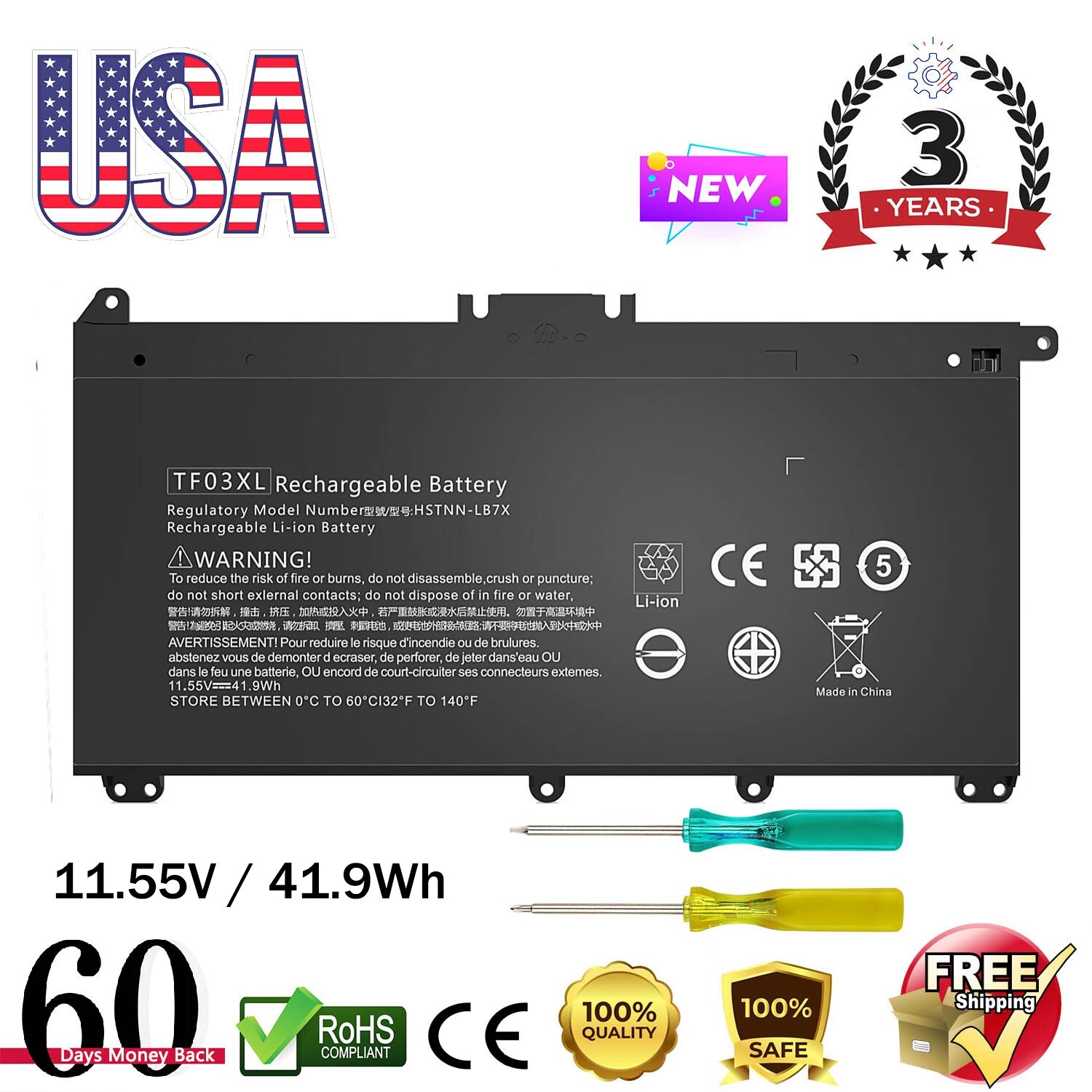 New Battery For HP Pavilion 15-CC010NR 15-CC010NT 15-CC010TU 15-CC010TX Local US