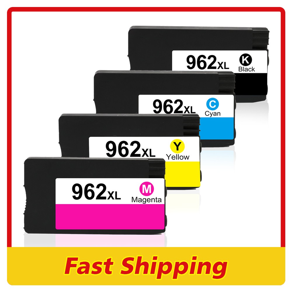 4PK 962XL High Yield BCMY Ink For HP OfficeJet Pro 9010 9015 9016 9018 9020 9028