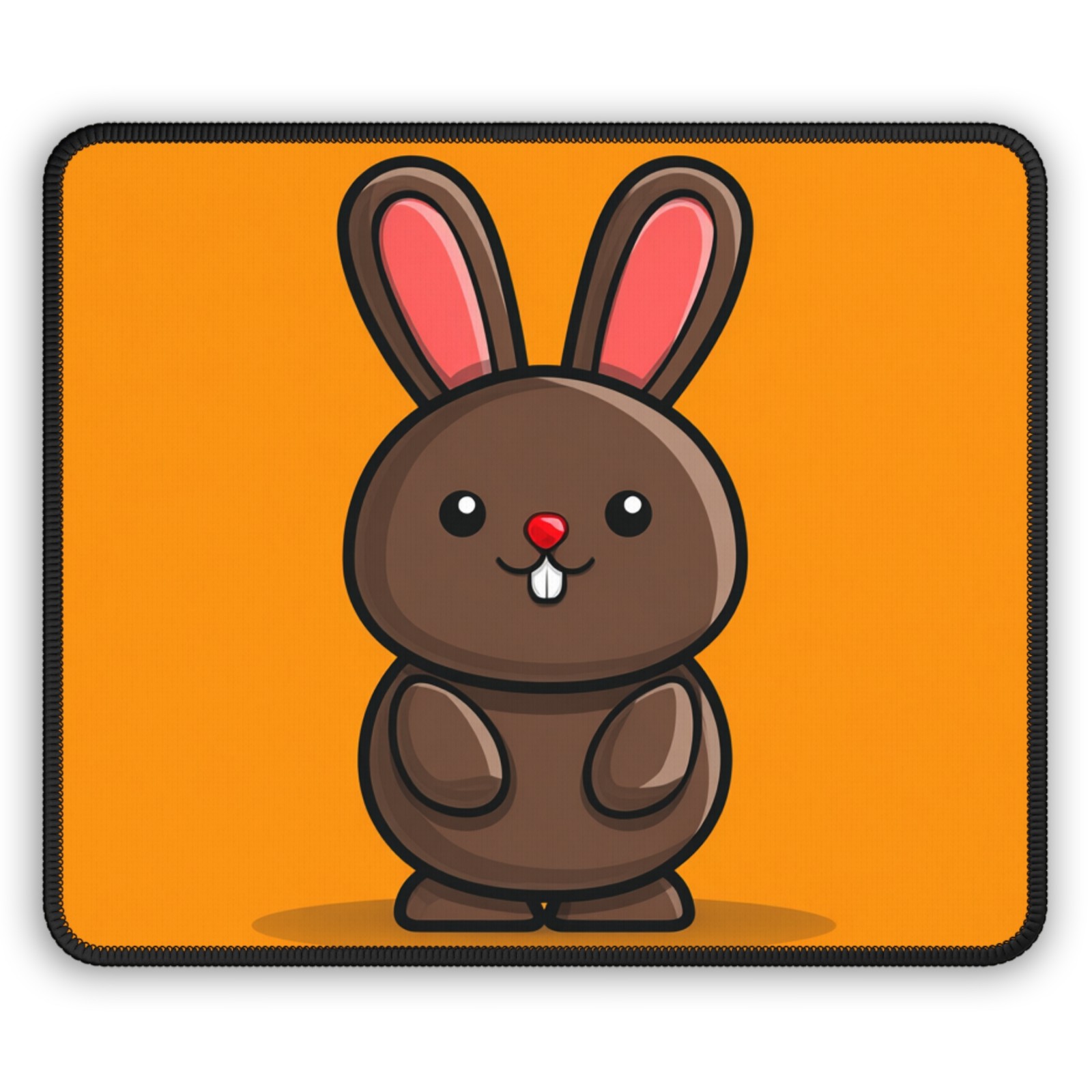 Cute Chocolate Bunny Gaming Mouse Pad | Kawaii Rabbit on Orange