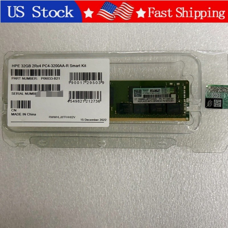 New HPE P06033-B21 32GB 2Rx4 DDR4 PC4-3200AA-R P11444-091 ECC RDIMM Memory
