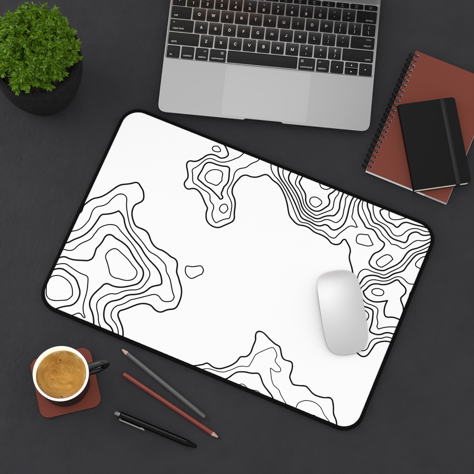 Topographic Contour Map Desk Mat/ Tischunterlage topografischer Höhenlinienkarte