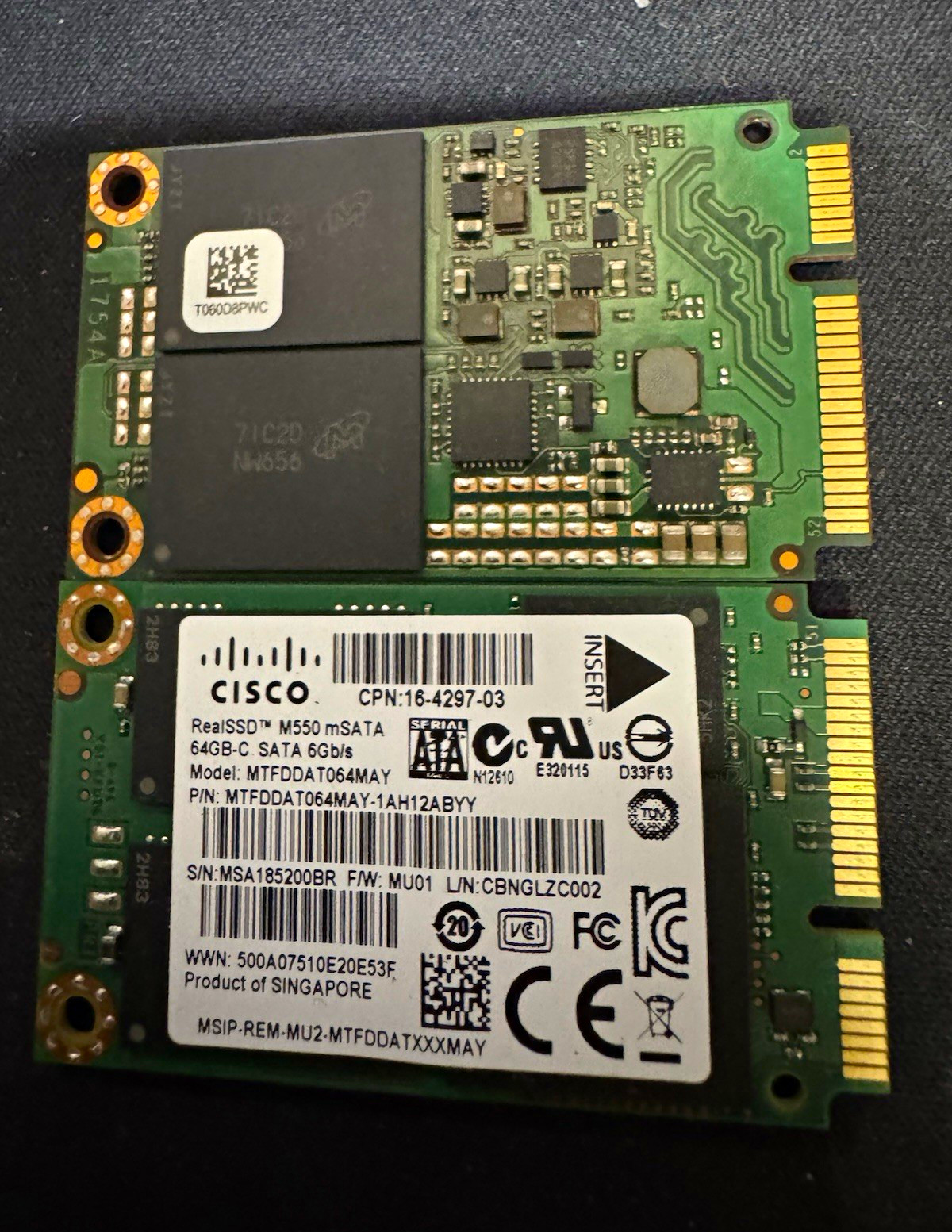 Cisco RealSSD M550 64GB mSATA SATA III Internal SSD MTFDDAT064MAY