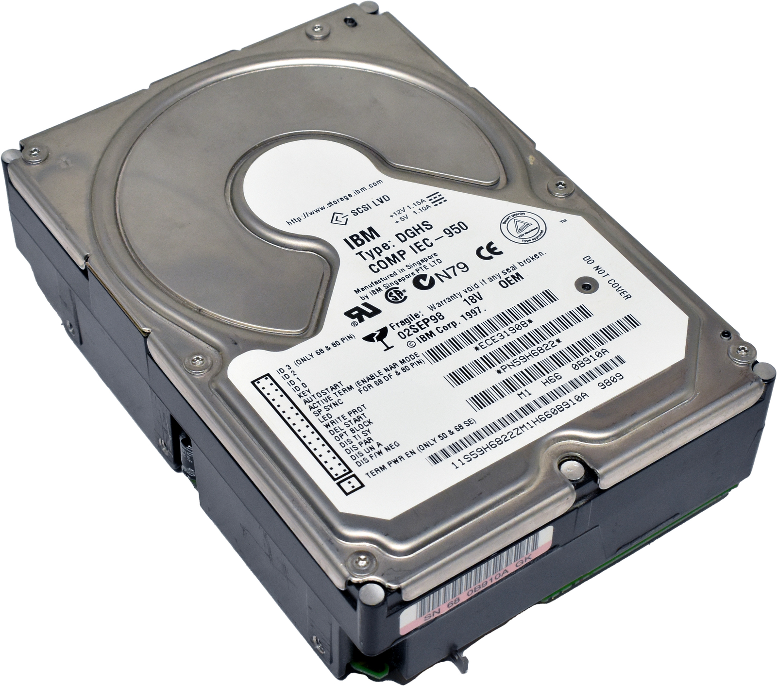 IBM DGHS 18GB 7.2K 3.5" 68Pin Ultra2 Wide SCSI HDD 59H6822