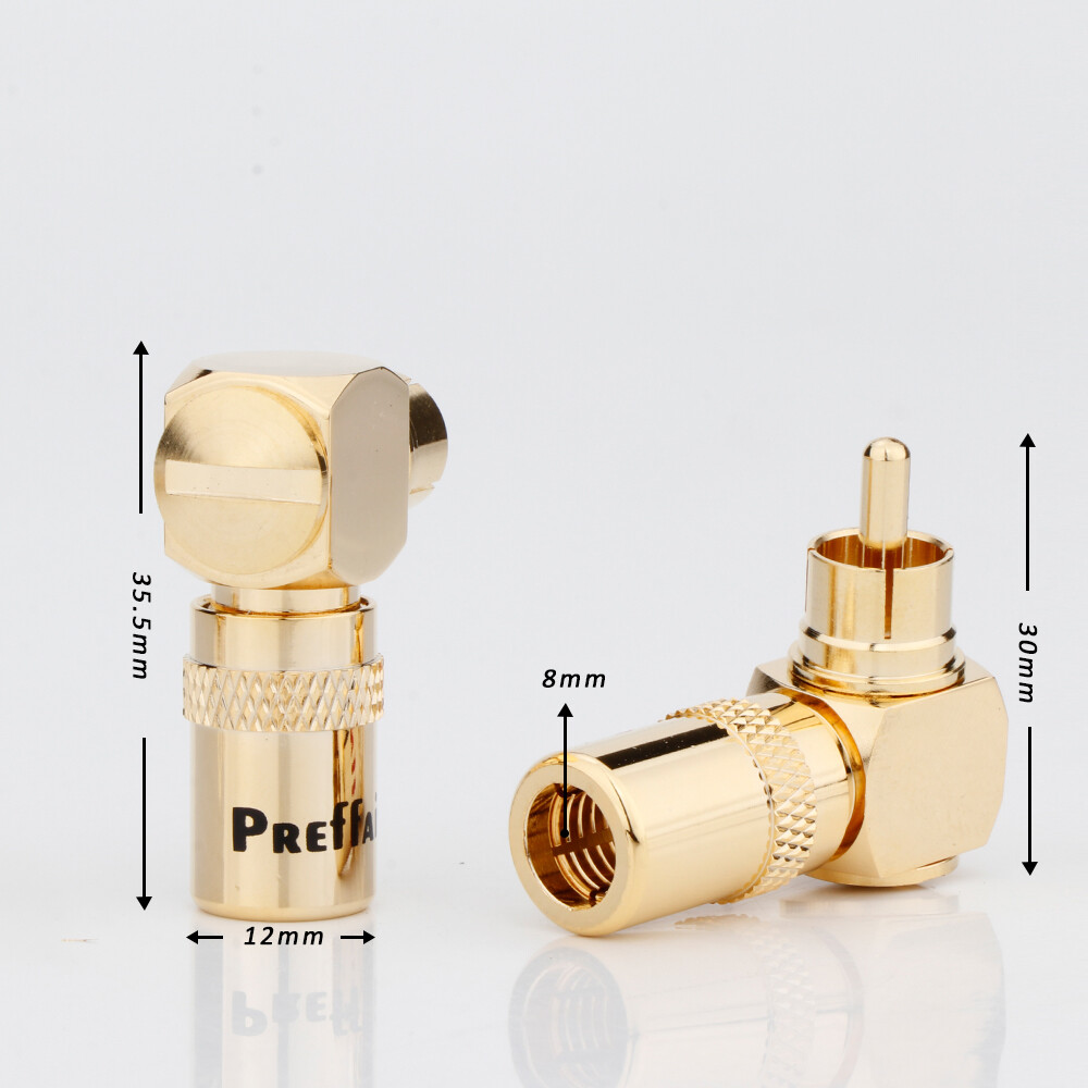 4PCS RCA Male Plug Audio Video Connector Soldering Gold Plated Right Angle Plug