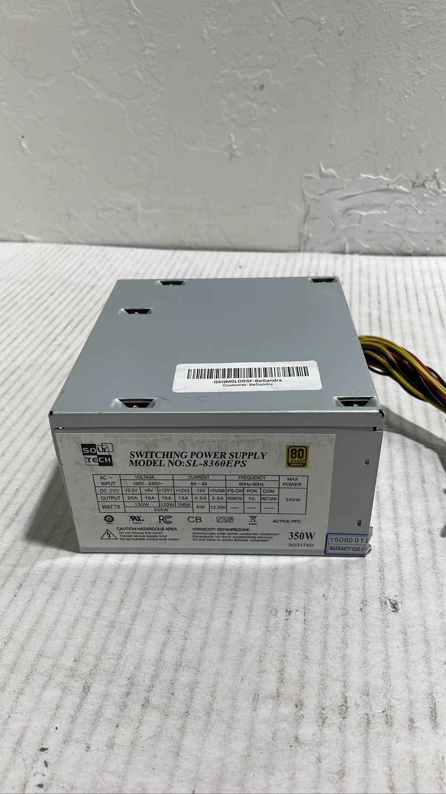 Soly Tech SL-8360EPS 350W ATX 80 PLUS Bronze Power Supply PSU