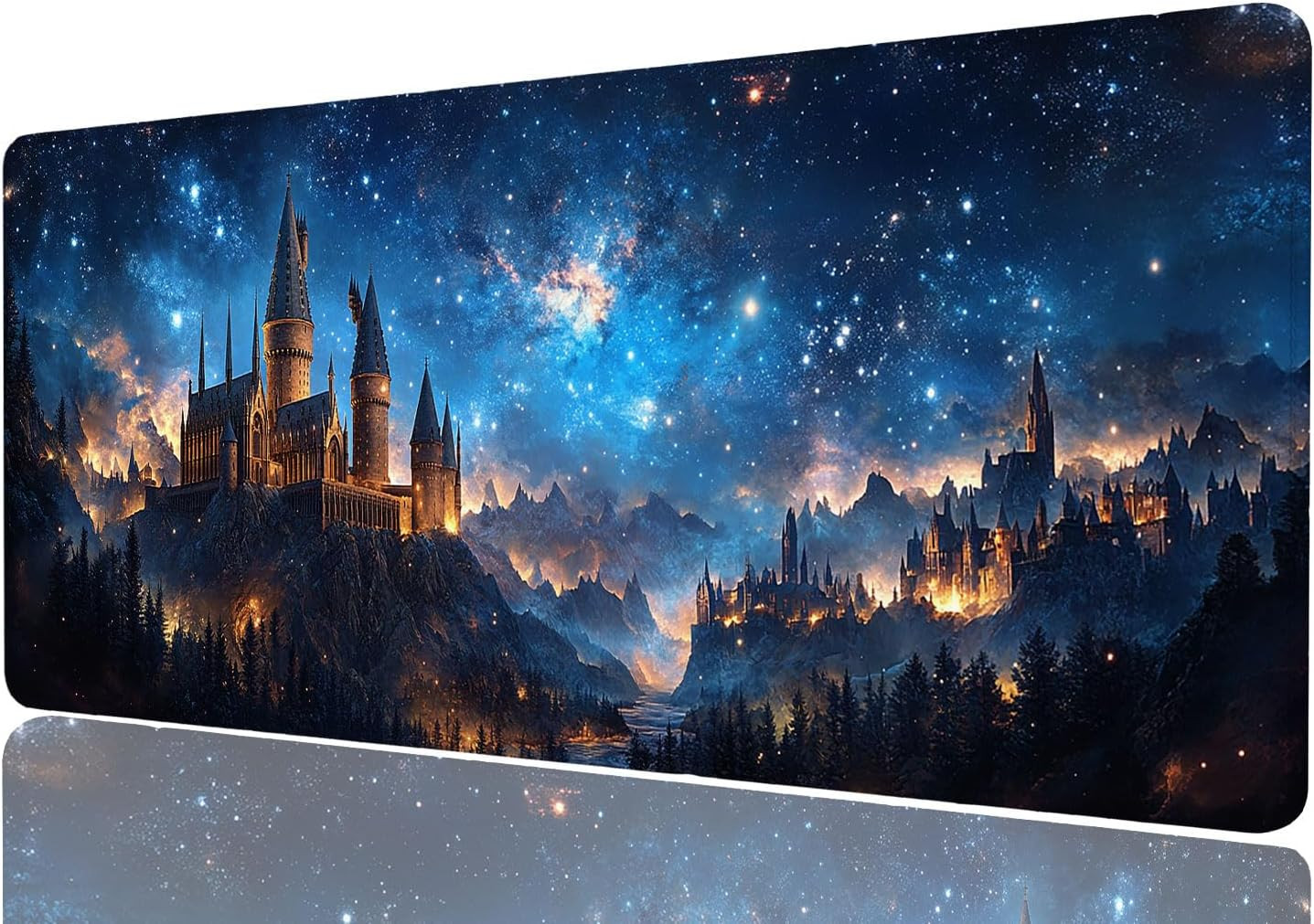 Fantasy Castle Extended Mouse Pad Night Starry Blue Sky Mousepad XL Large Gaming