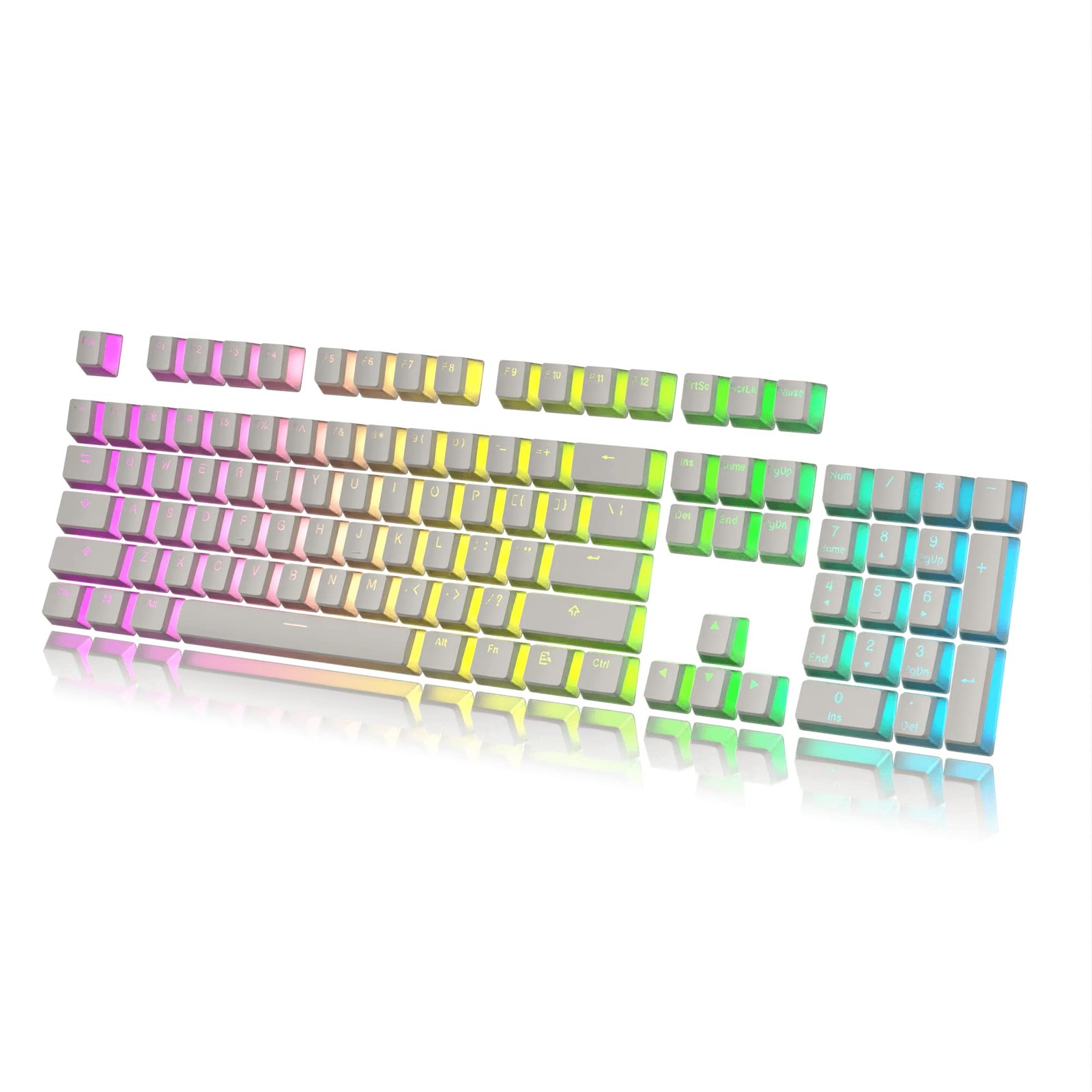 112 Double Shot PBT Shine Through Pudding Keycaps Ansi/ISO  OEM Profile for M...
