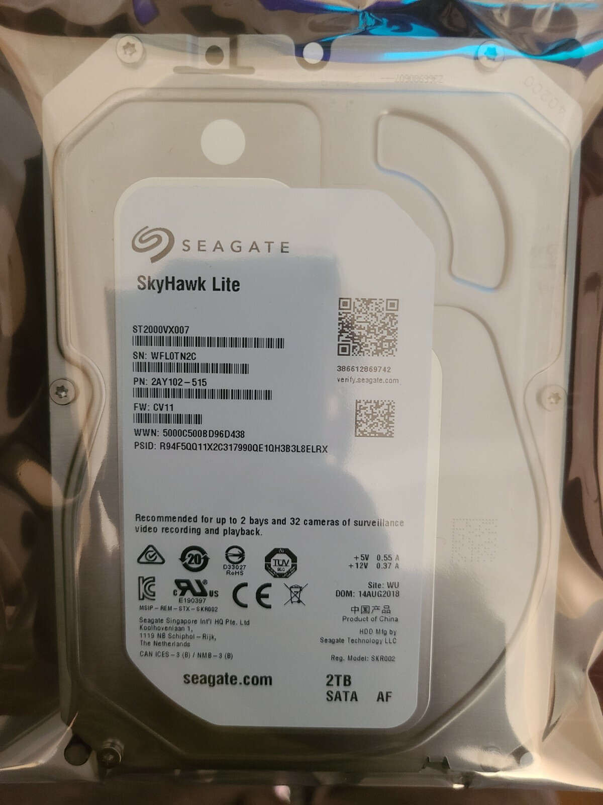 Seagate SkyHawk Lite ST2000VX007 Surveillance Hard Drive - NEW Lorex, Qsee, Swan