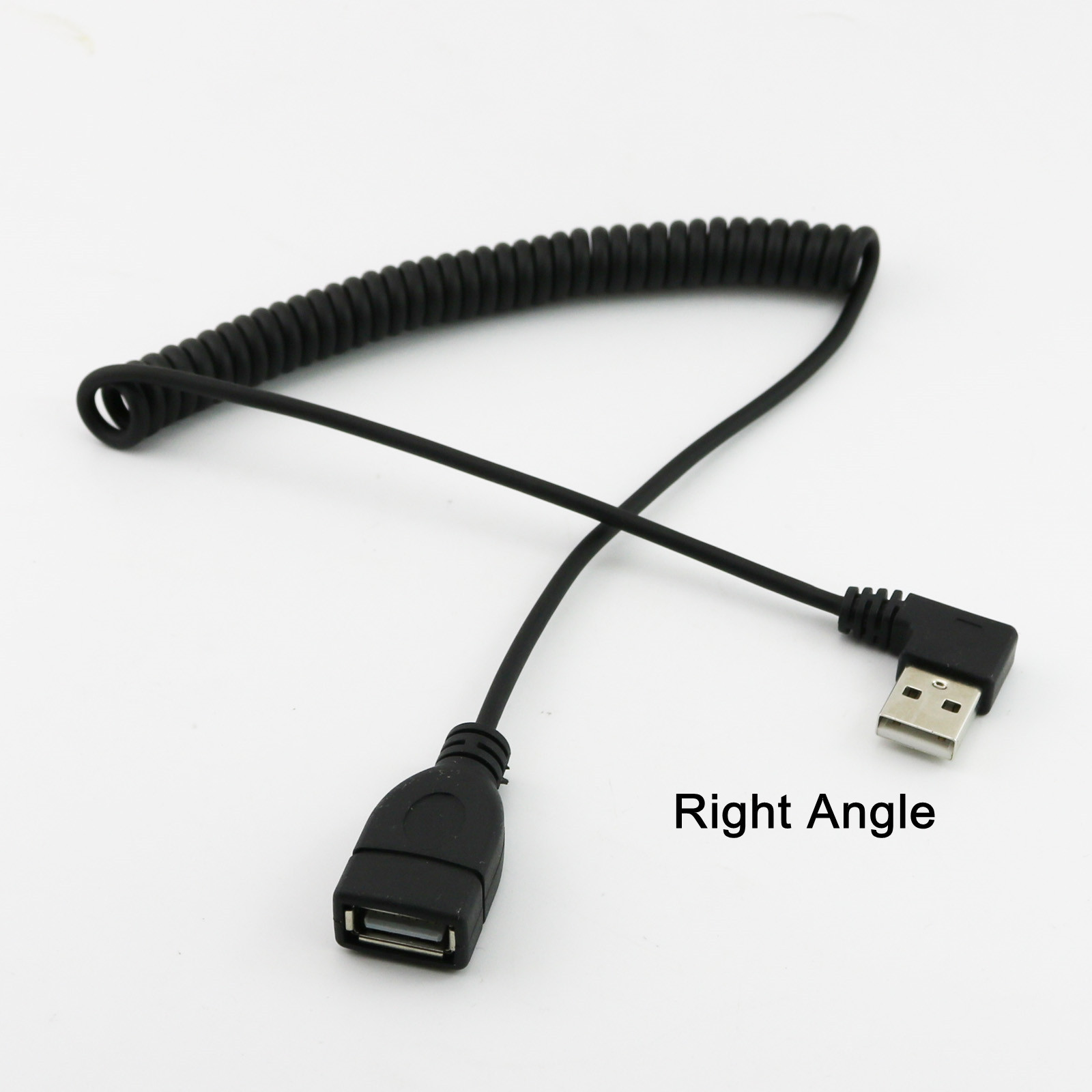 1x USB 2.0 A Female to Male Right Angled 90 Degree Spiral Coiled Cable 1.5m/5ft