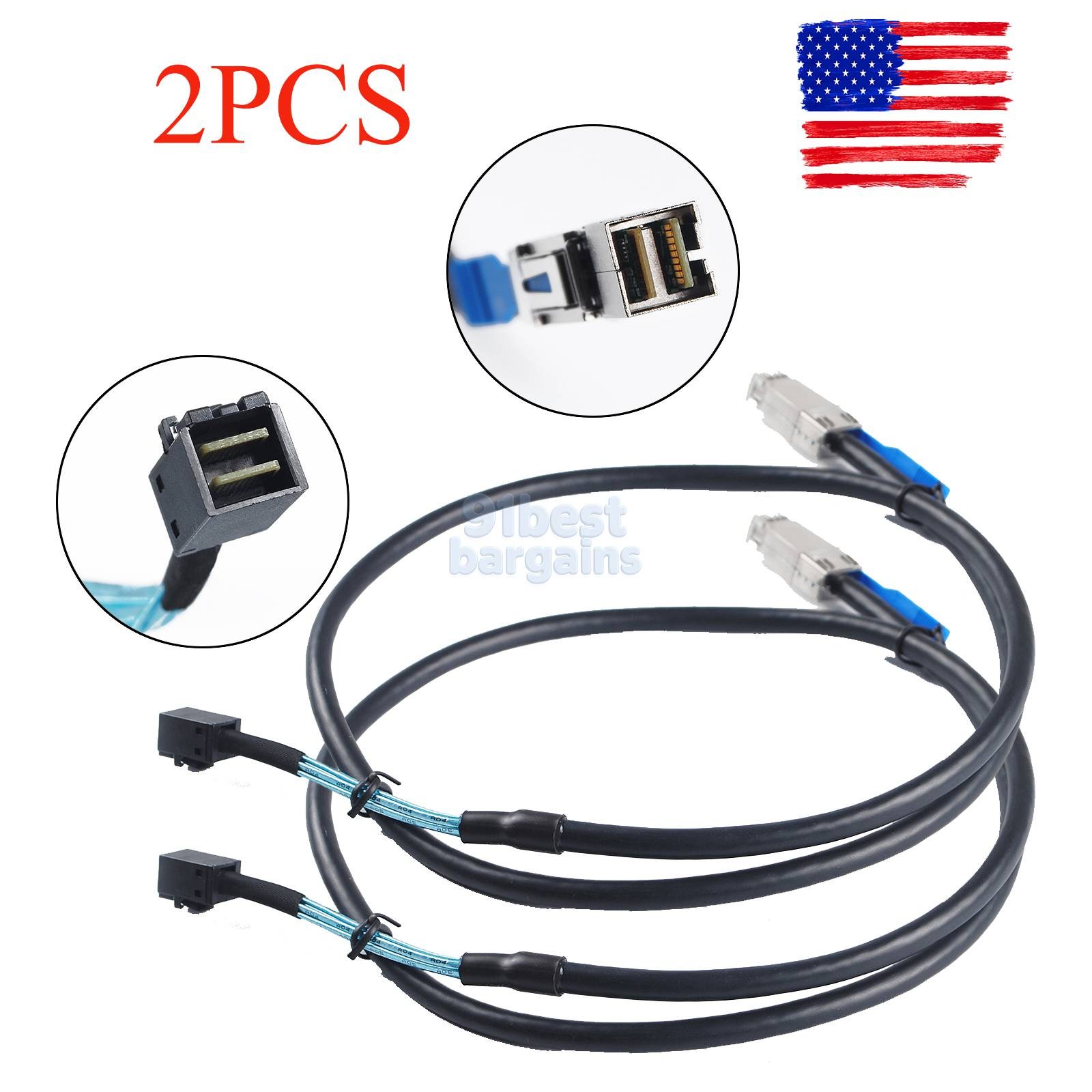 2PCS External HD Mini SAS SFF-8644 to Internal Mini SAS SFF-8643 Cable 12Gb/s 1M