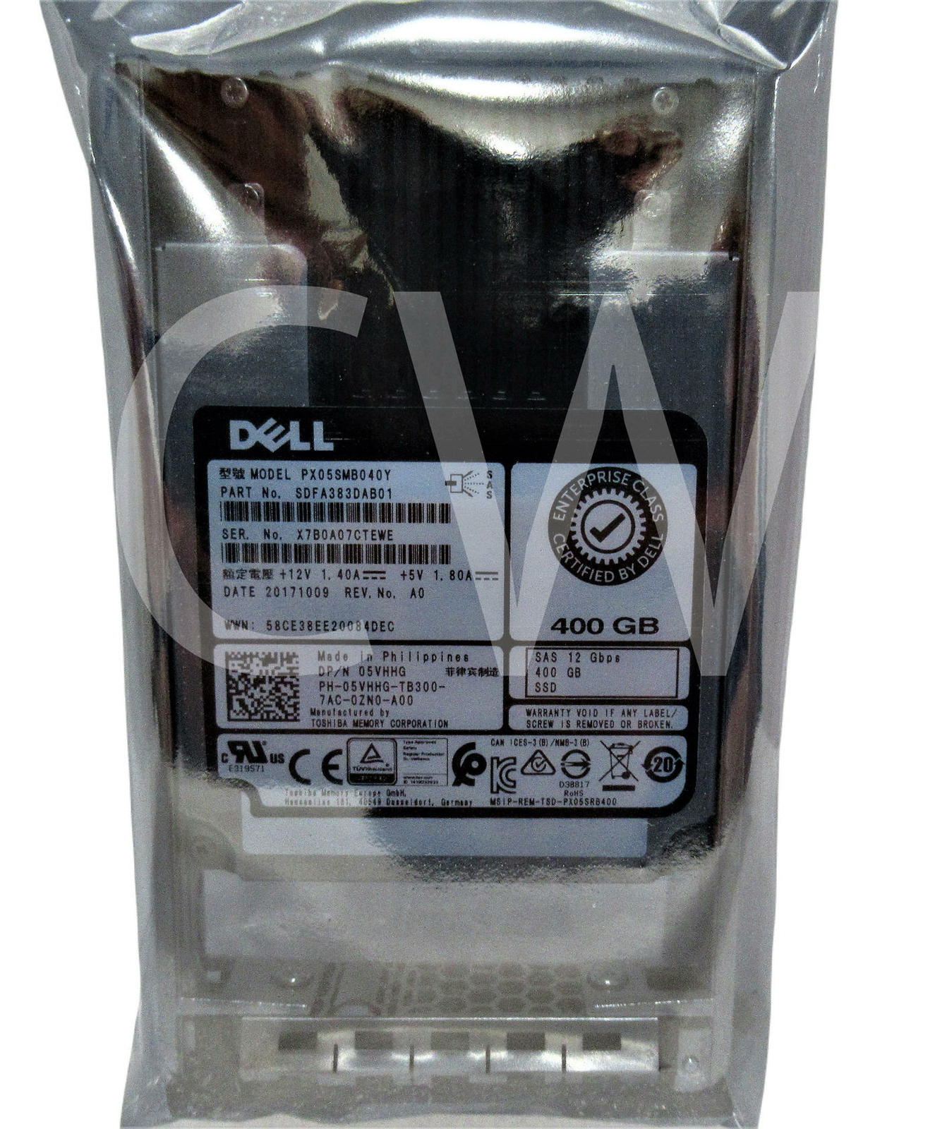 PX05SMB040Y 5VHHG 05VHHG Dell 400GB 12Gbps 2.5in WI SAS SSD