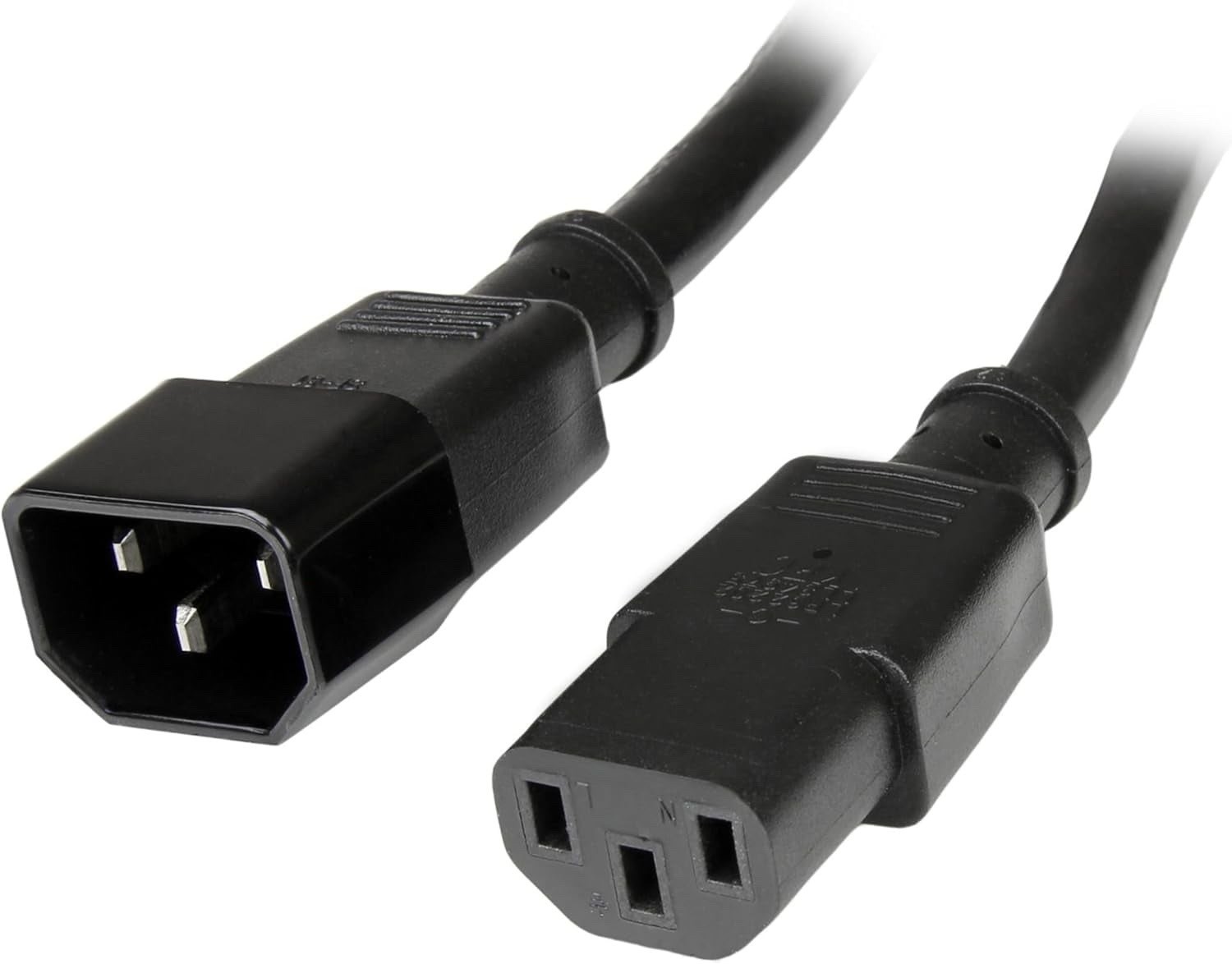 StarTech PXT100146 6FT AC Heavy Duty Power Extension Cord C14 To C13 15A Black