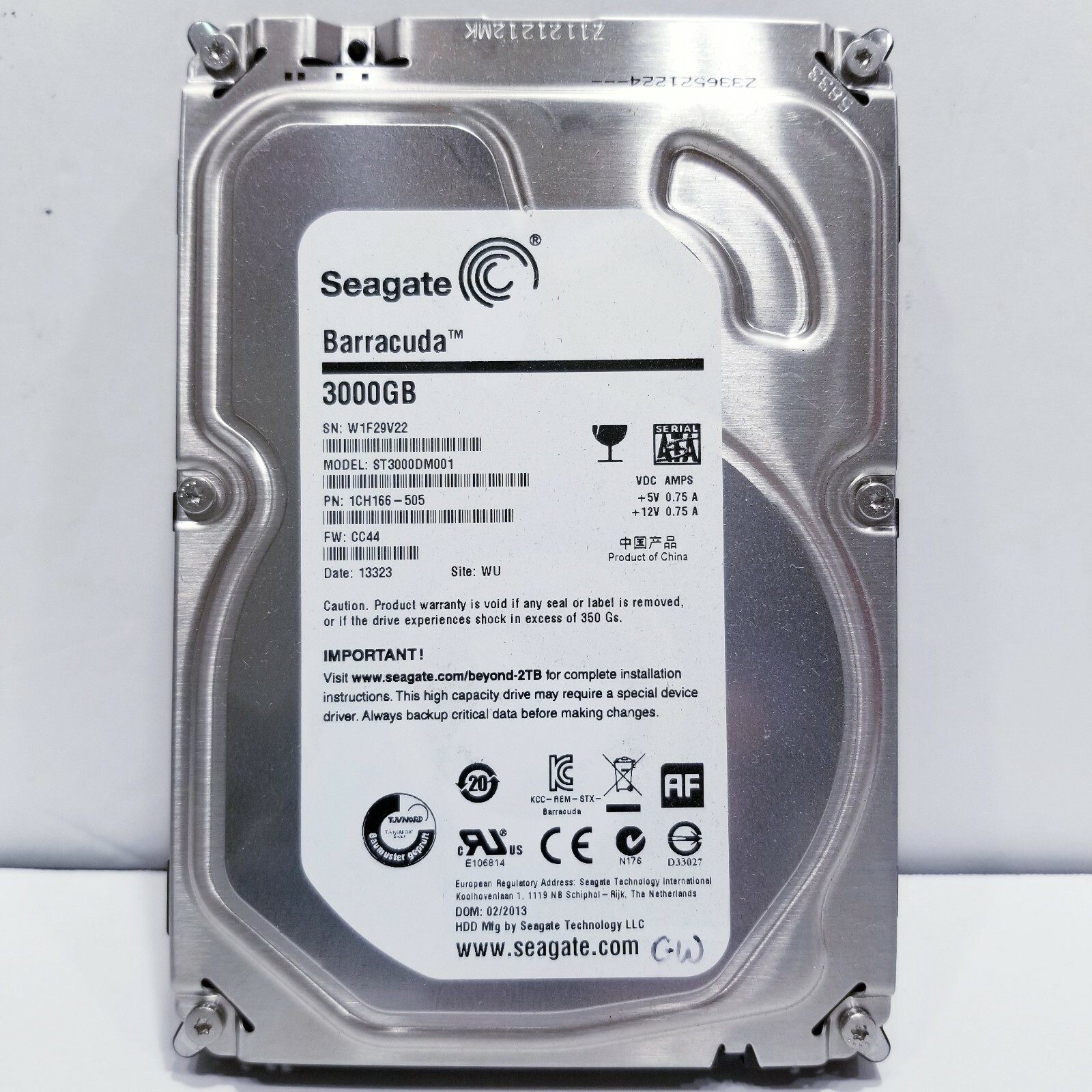 HY] Seagate ST3000DM001 P/N: 1CH166-505 F/W: CC44 3TB WU W1F