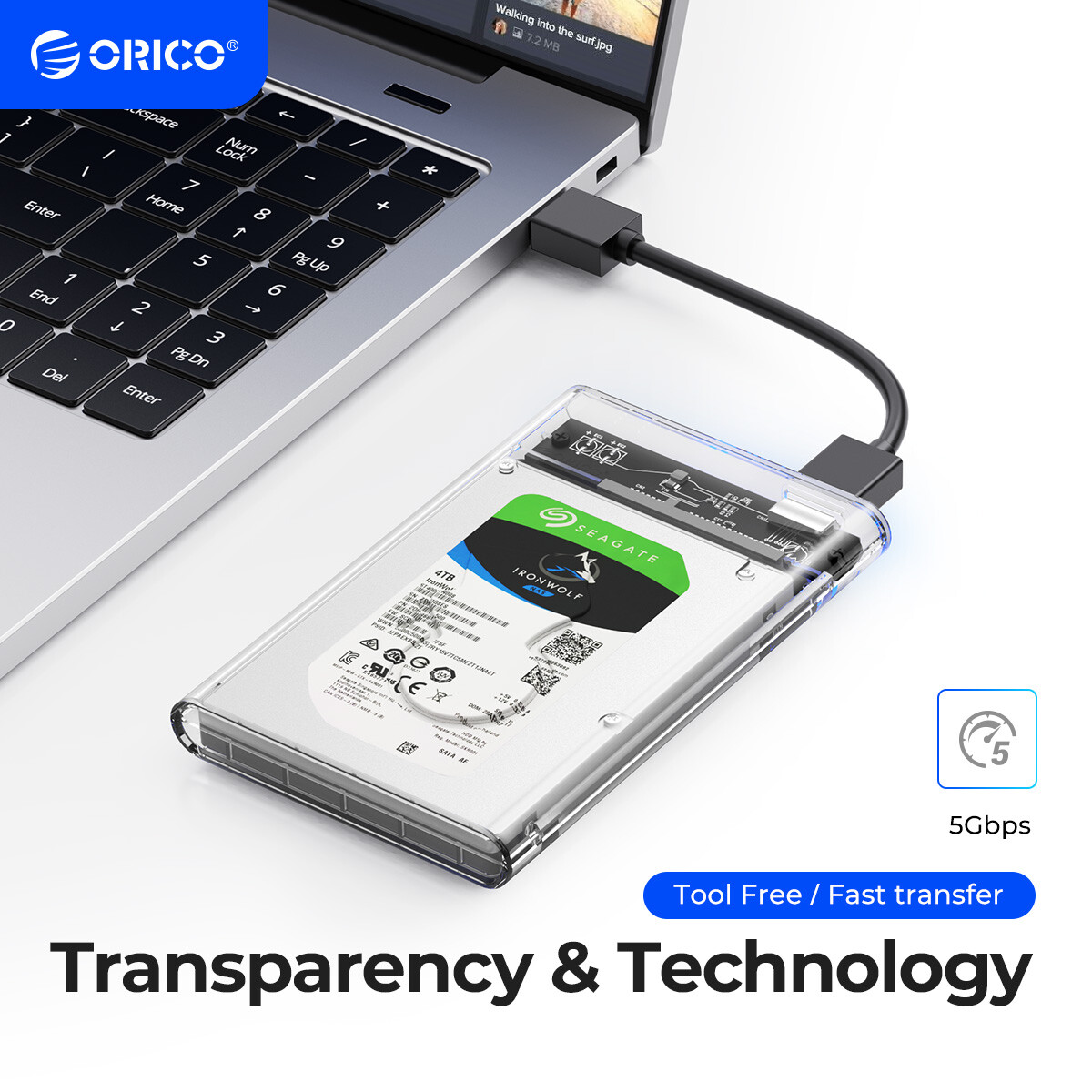Orico 2.5\" USB3.0 to SATA Hard Drive Disk HDD SSD Enclosure External Laptop C