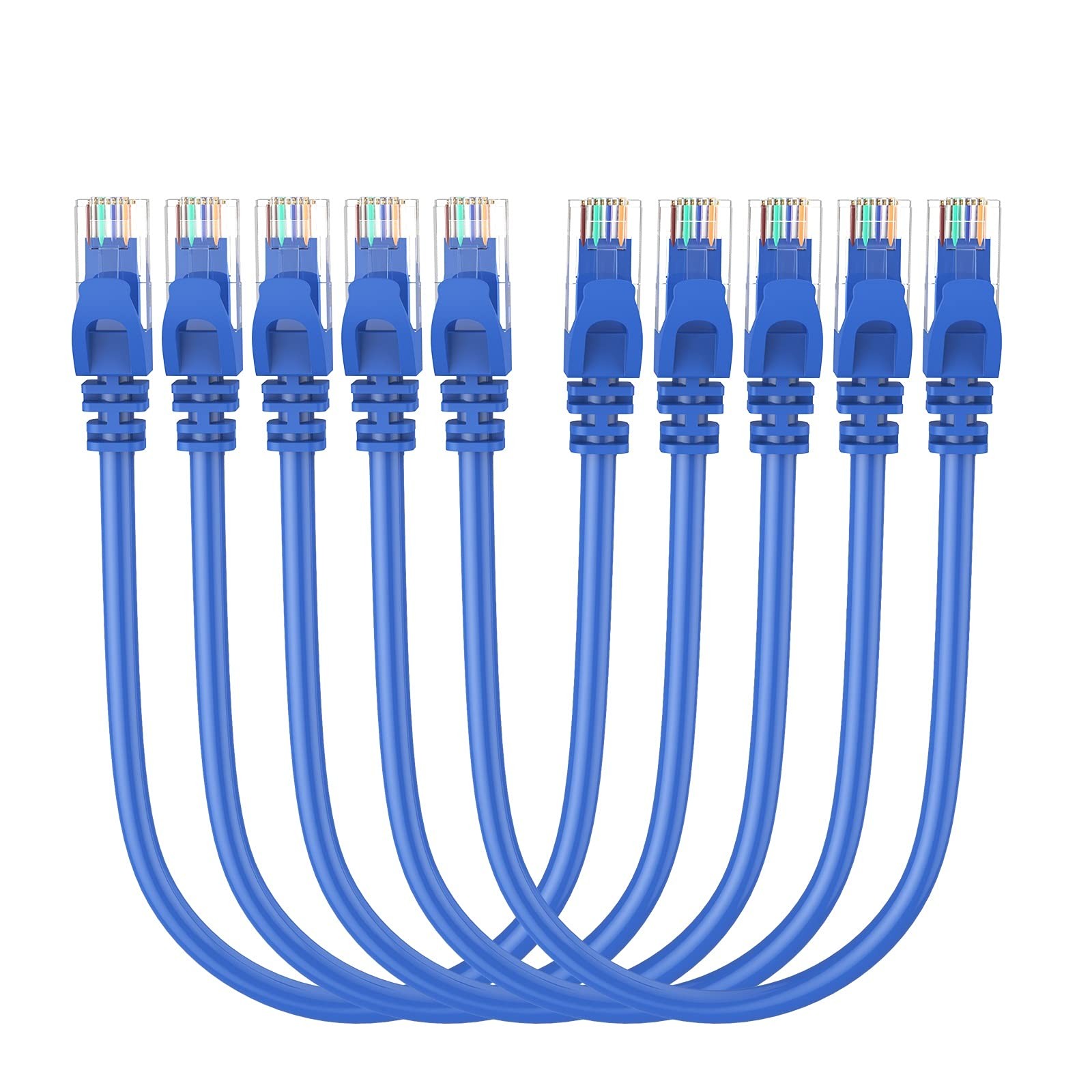 CableCreation Cat 6 Ethernet Cable 5 Pack 1ft, Internet [5-PACK] 1 FT, Blue 