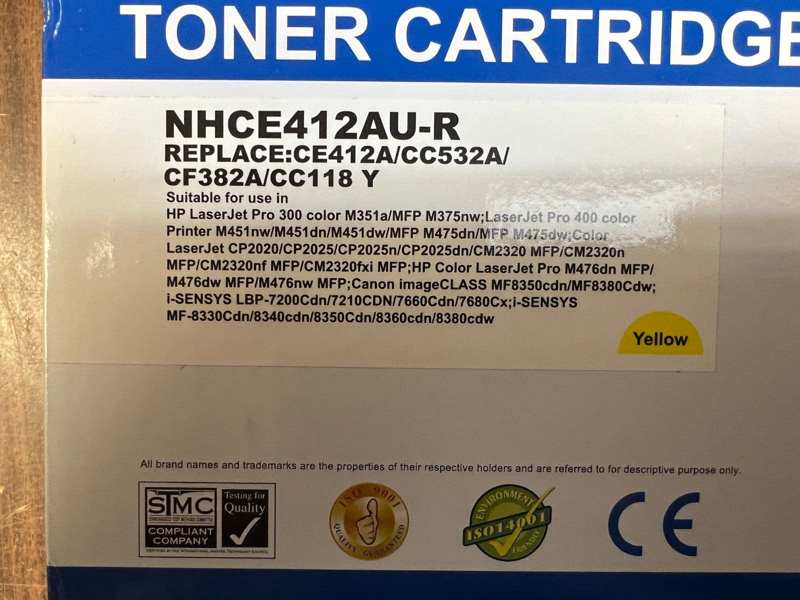 Toner Cartridge NHCE412AU-R  - Yellow  New sealed Open Box
