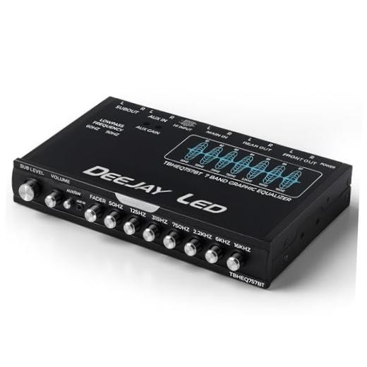 DEEJAY LED Single Din Car Equalizer, Wireless Bluetooth 7 Band Equalizer for