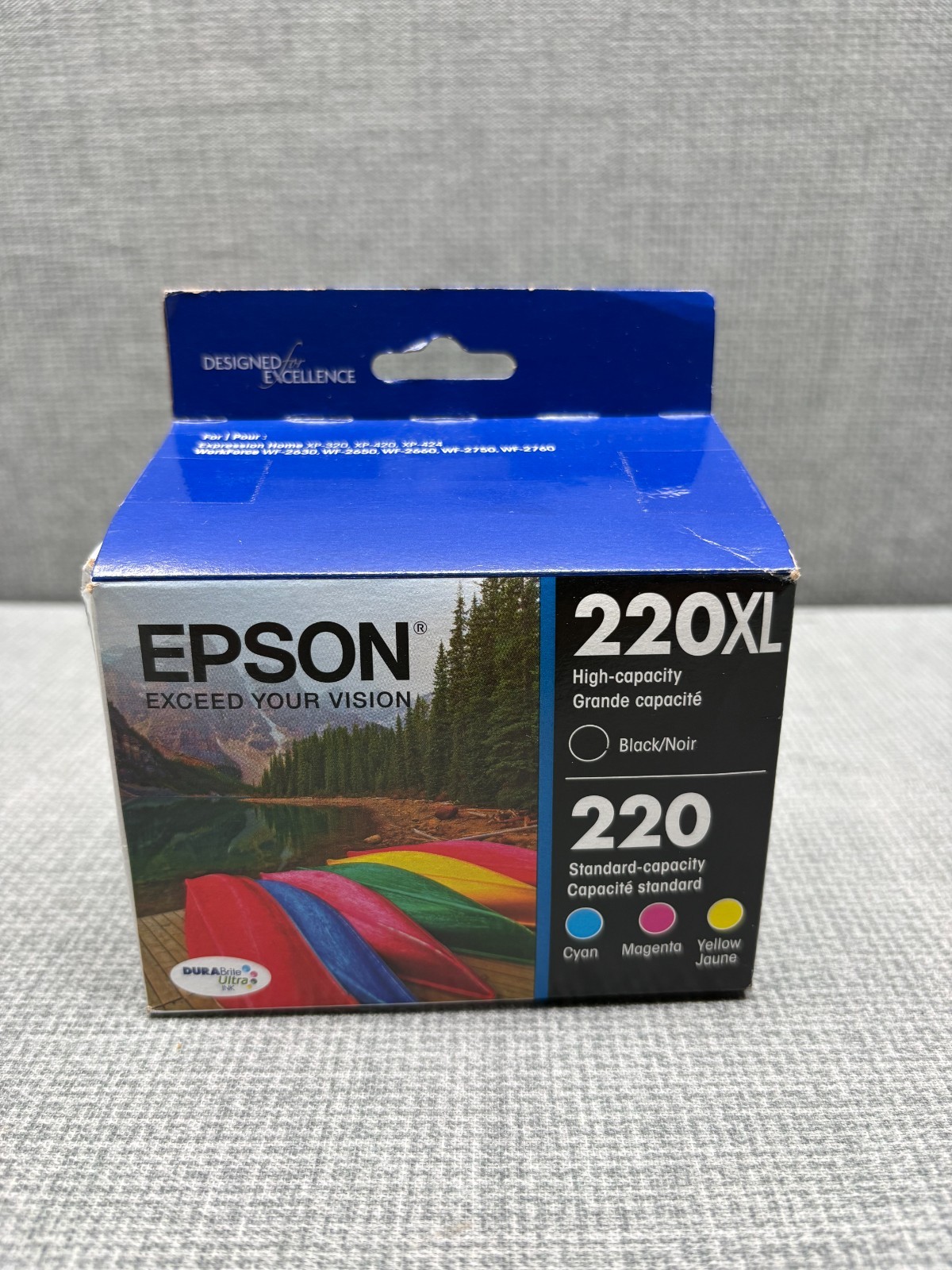Genuine Epson 220XL Black + 220 Cyan Magenta Yellow Ink Cartridges Exp 11/2026