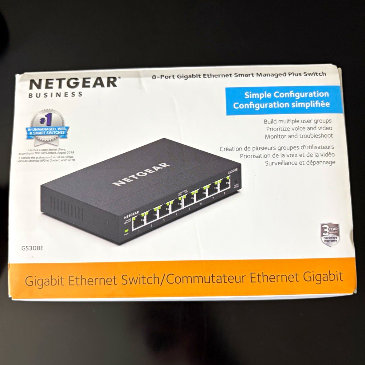 NETGEAR GS308E 8-Port Gigabit Smart Managed Plus Desktop Switch Layer 2