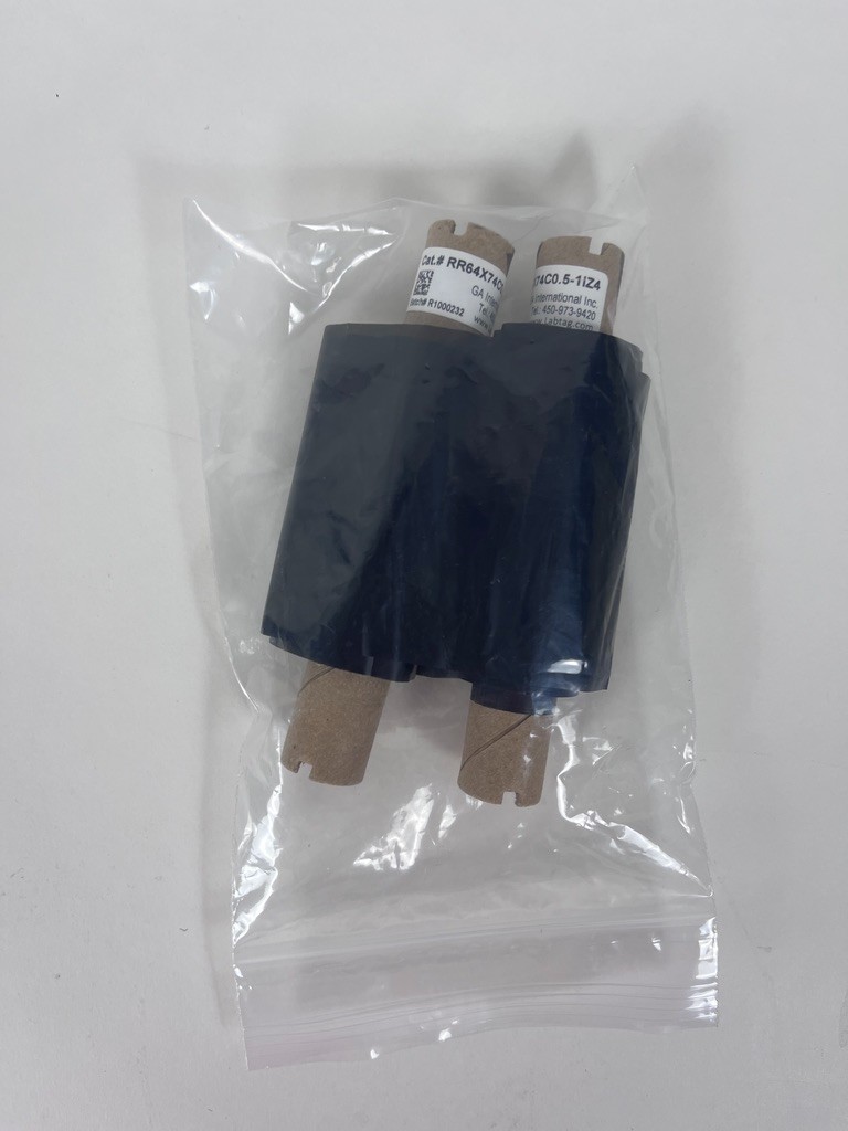 Thermal Transfer Resin Ribbon Smudge Proof Black 64mm x 74m RR64X74C0.5-1iZ4 2pk