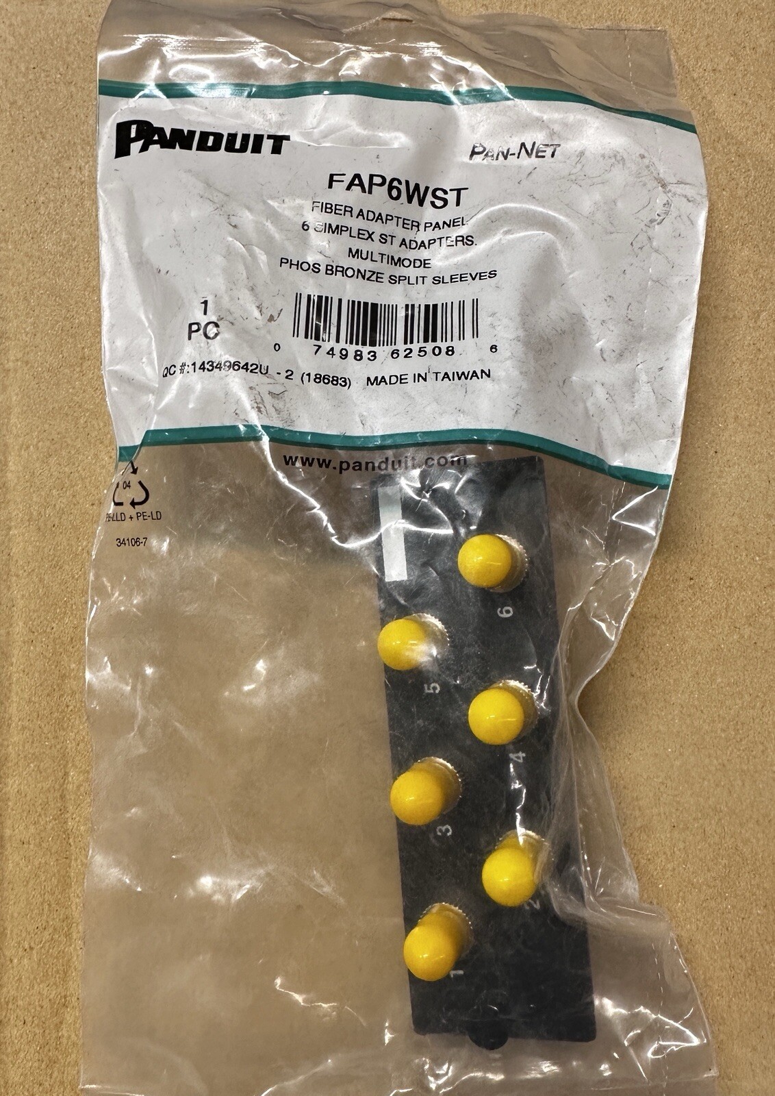 PANDUIT FAP6WST MM FIBER OPTIC ADAPTER PANEL BRAND NEW LOT OF 4