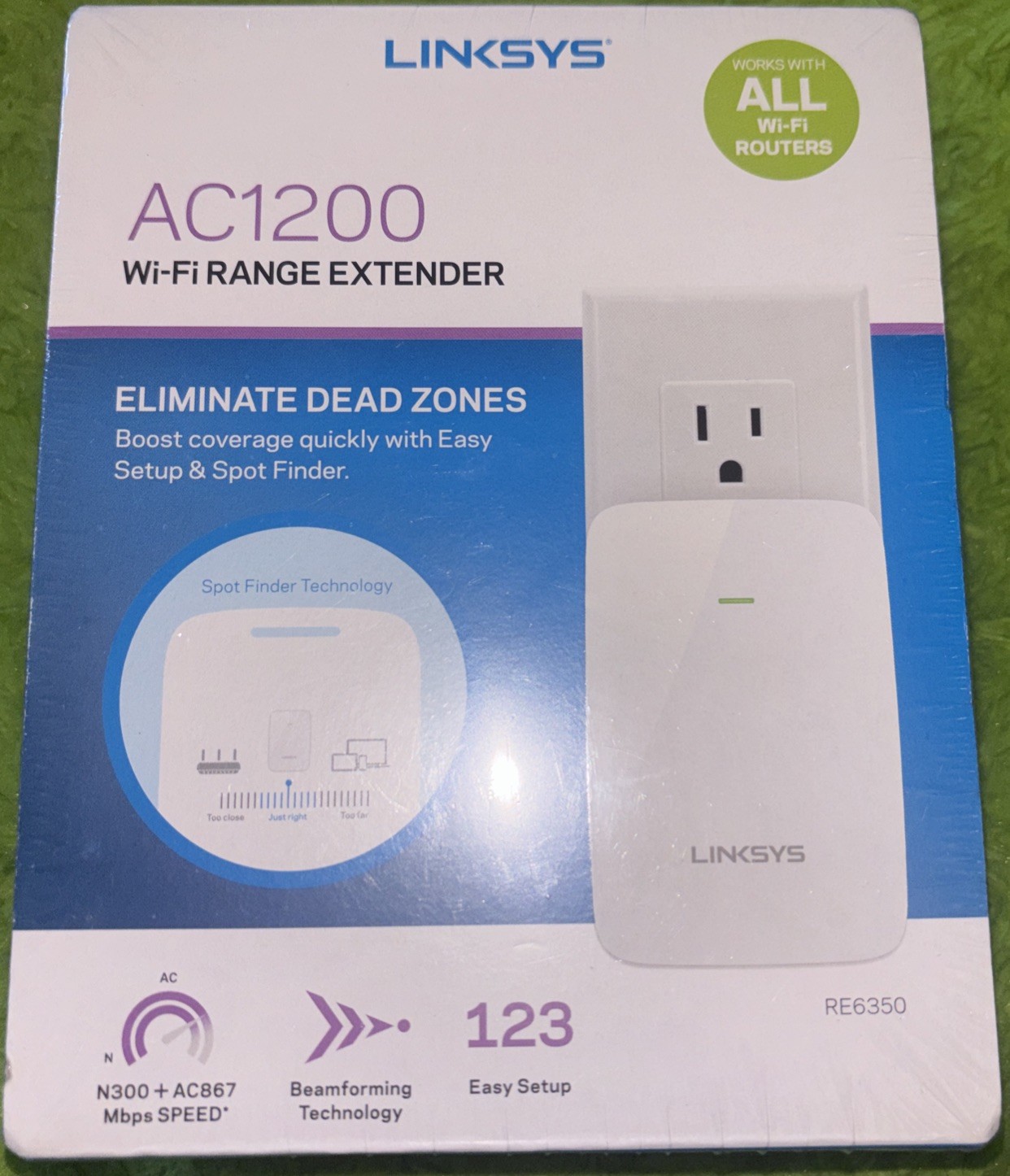 Linksys AC1200 Wi-Fi Range Extender Eliminate dead zones Works w/all routers