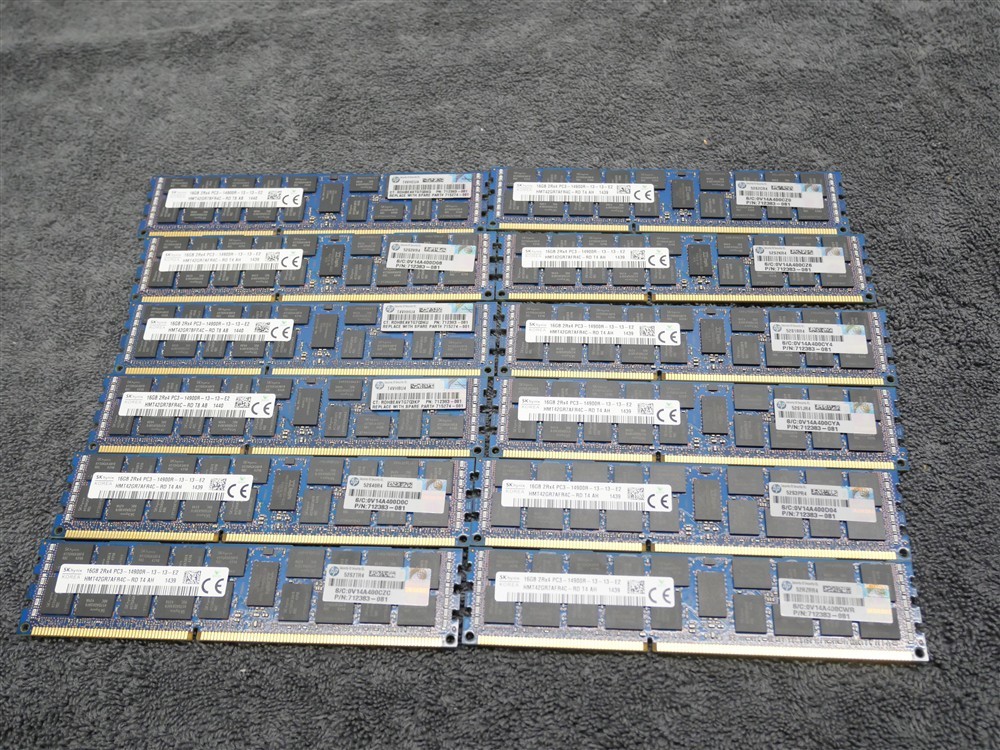 LOT OF 12 SK hynix 16GB 2Rx4 PC3-14900R DDR3 ECC RDIMM Server RAM 192GB