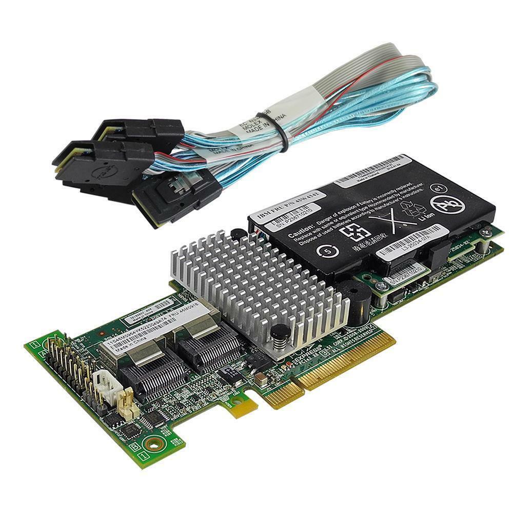 IBM ServeRAID M5015 6Gb/s RAID Controller 46C8927 +BBU +2x Cables